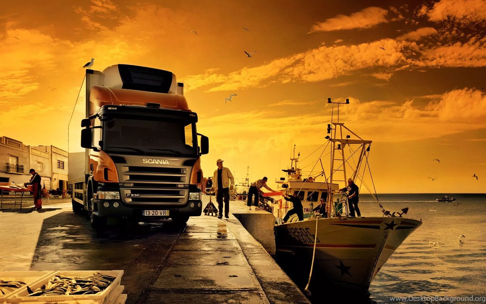 Wallpaper Awesome Orange Scania Truck