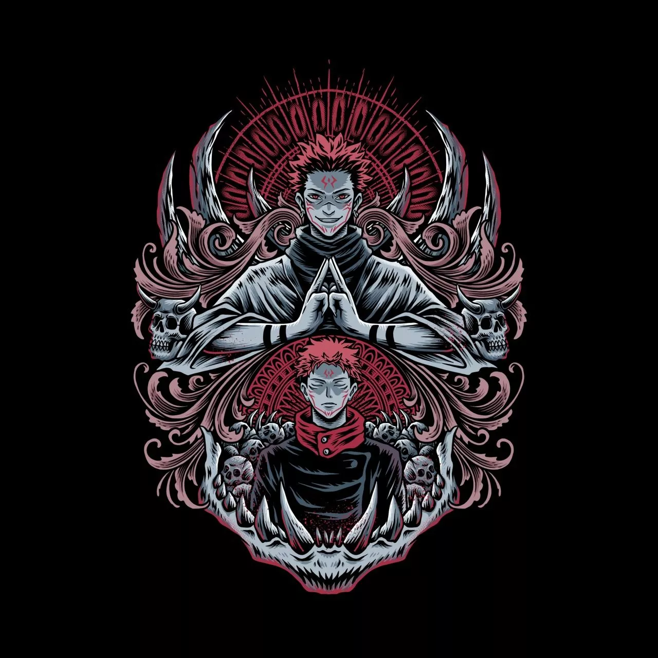 Sukuna Black Background 5K wallpaper