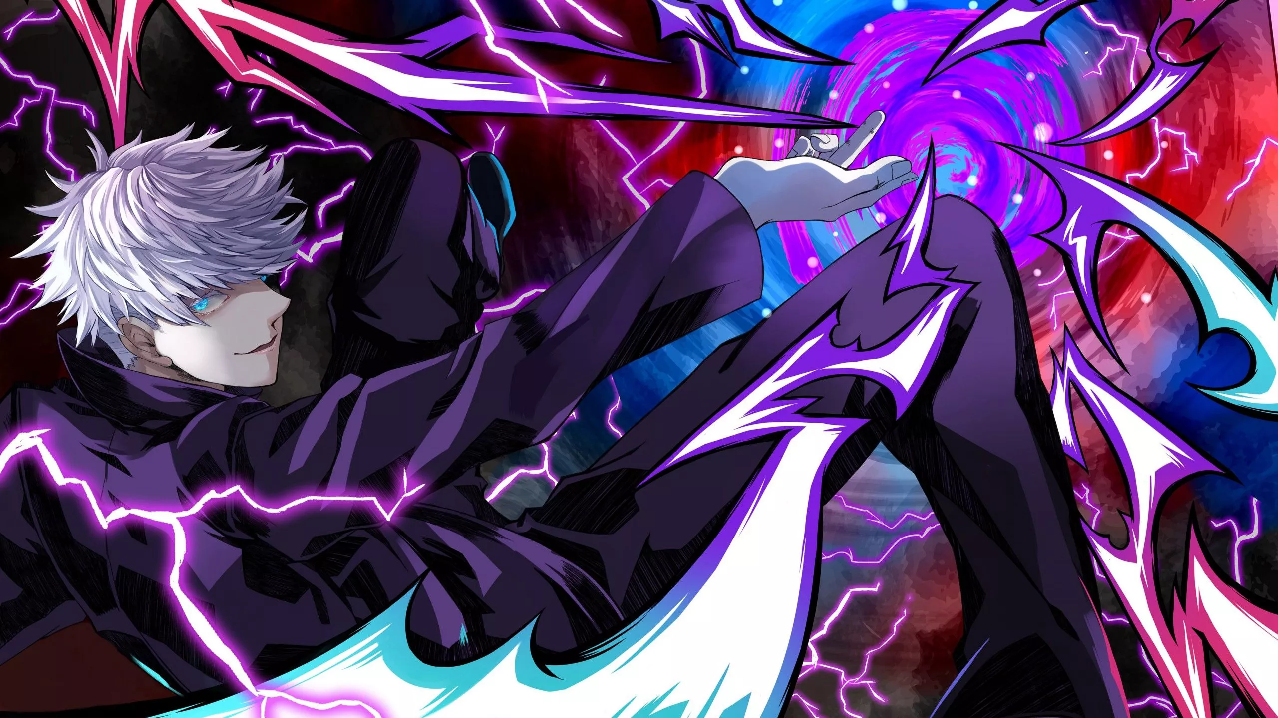 Black Dress White Hair Blue Eyes Satoru