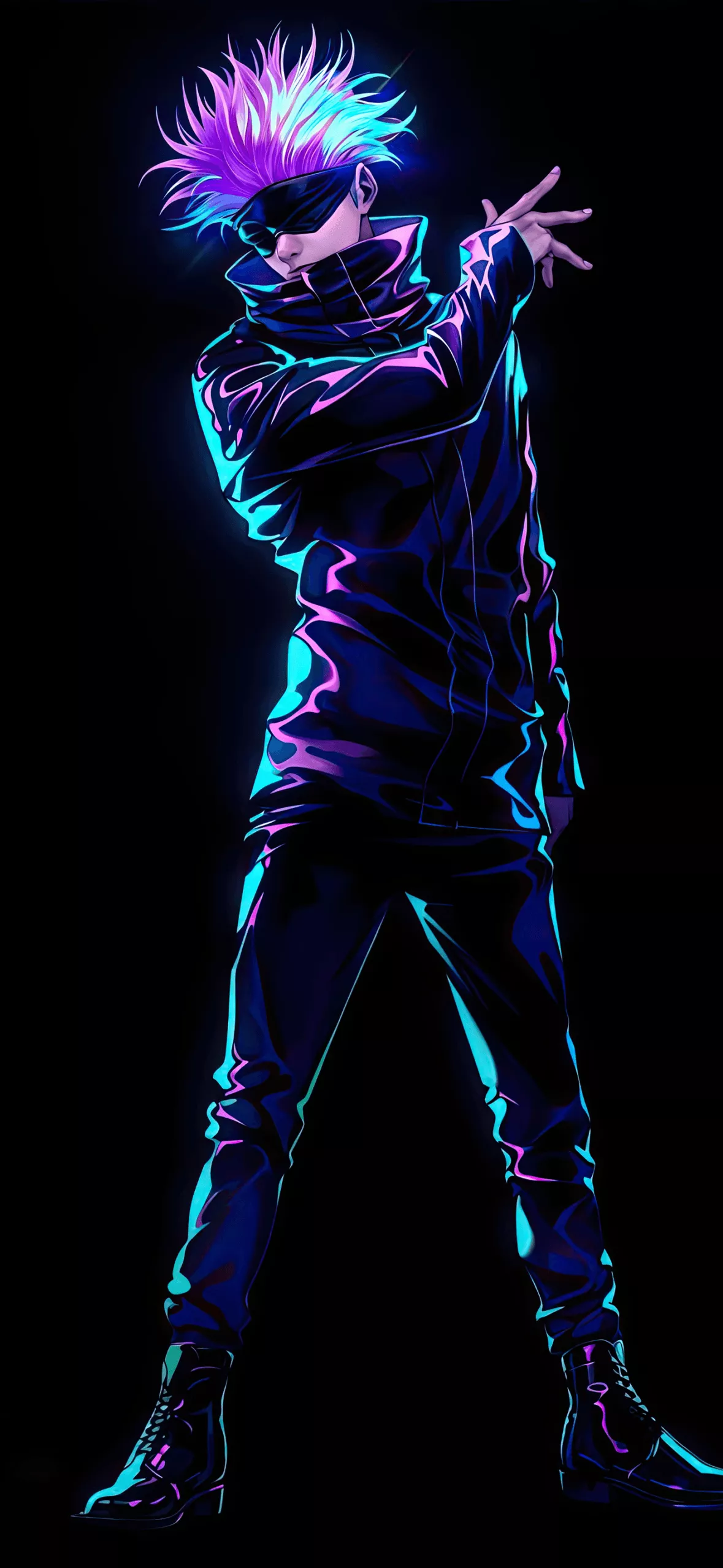 Satoru Gojo Wallpaper 4K, Neon art