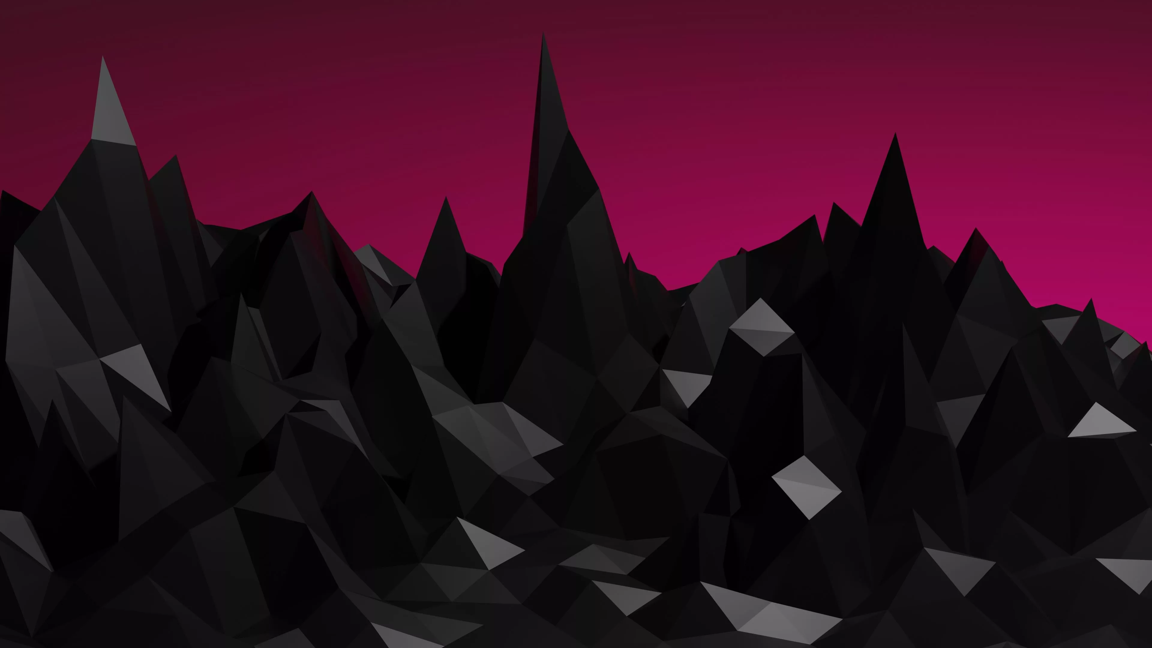 Artistic Black Low Poly Polygons Minimalist Dark Pink Background 4K HD Minimalism Wallpaper