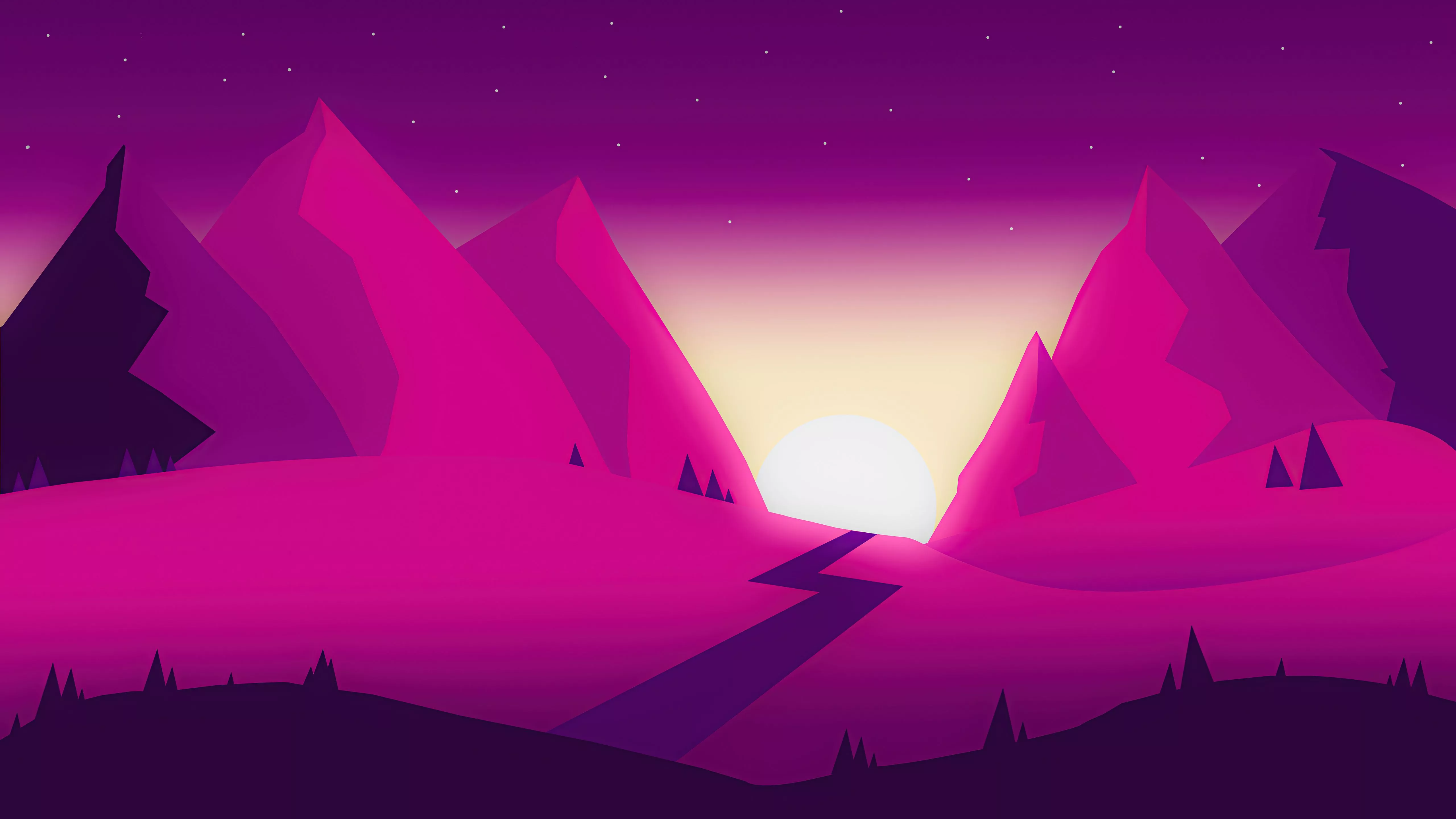 Artistic Mountain 4k Minimal Digital