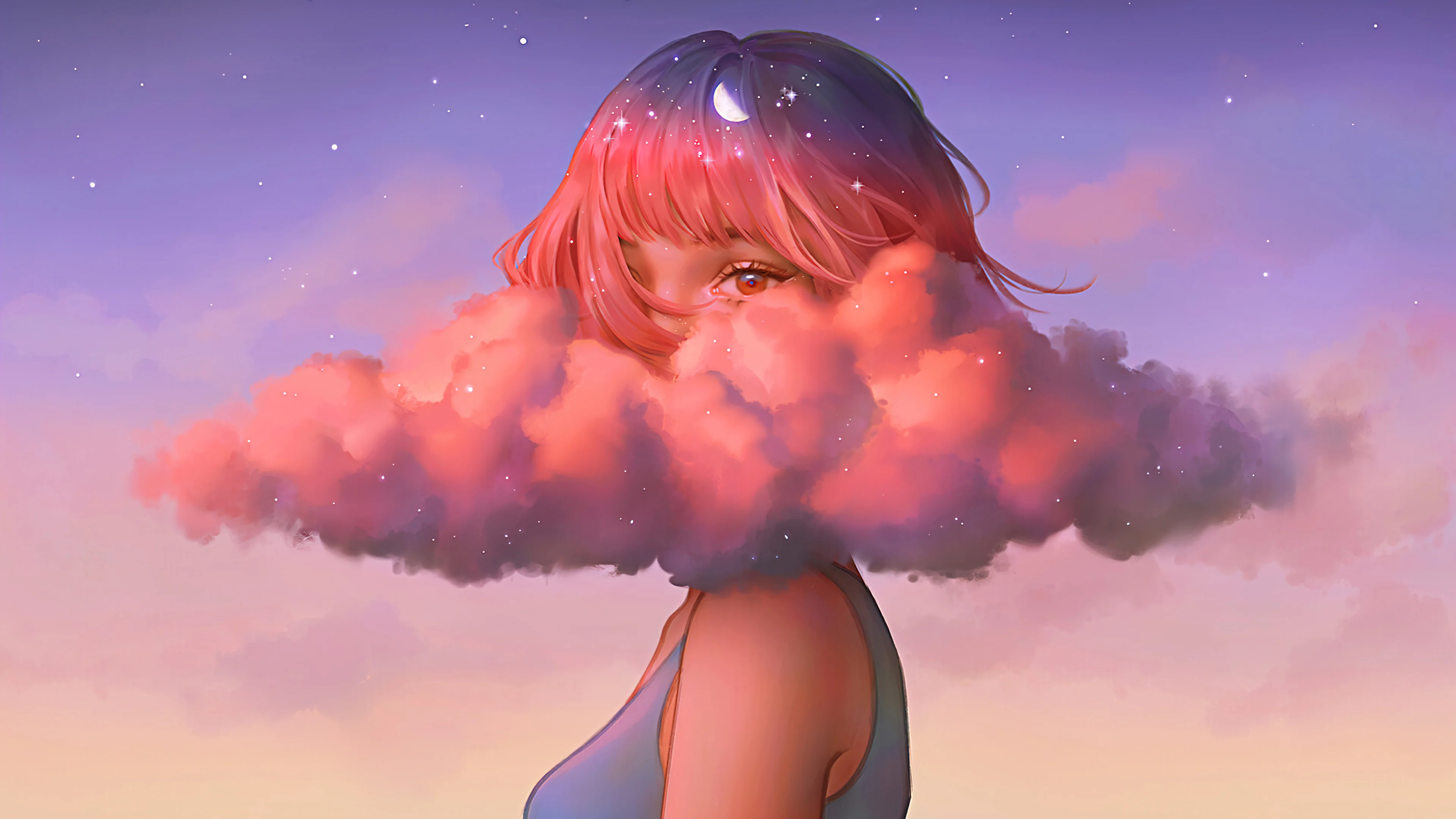 Girl covered in clouds Wallpaper 4k HD