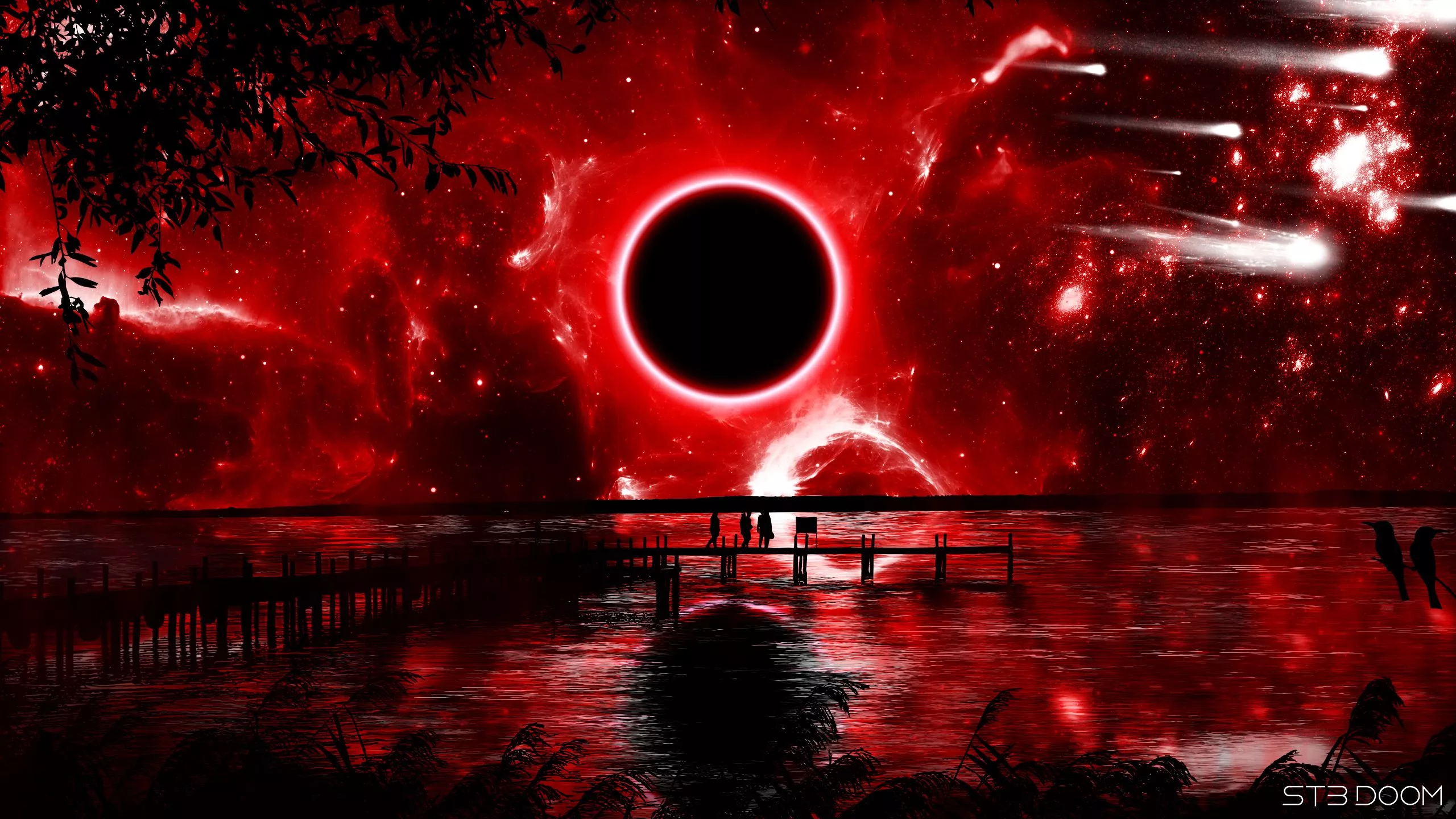 Red Eclipse Digital Art Wallpaper, HD