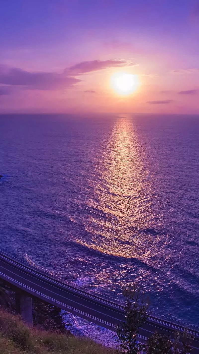Purple sunset, purple sunset reflections, HD phone wallpaper