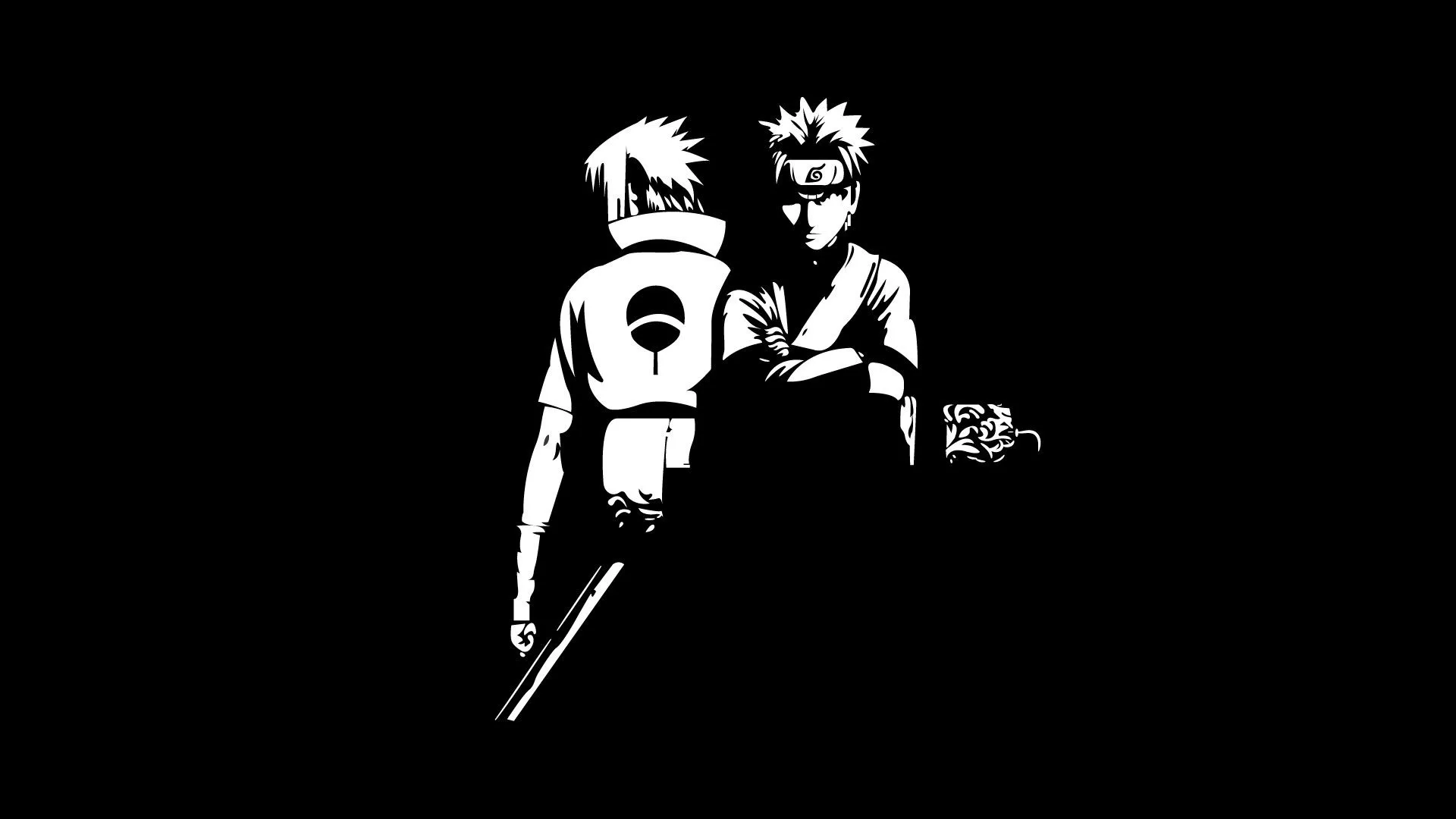 Black And White Image Of Naruto Uzumaki Sasuke Uchiha HD Naruto Wallpaper