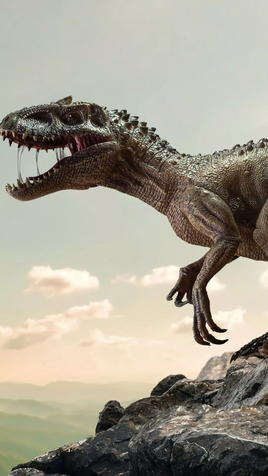 Allosaurus Wallpaper 4K, Dinosaur, Rocks