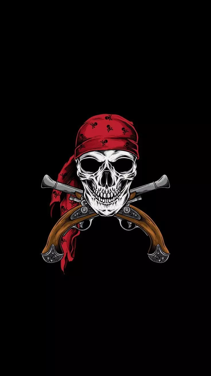 Pirate, skull, minimal, 1440x2560 wallpaper