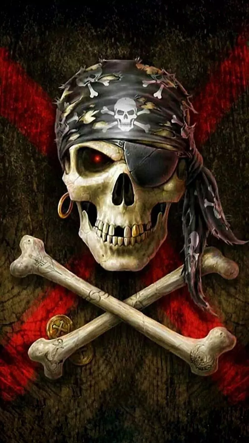 Pirate, bones, skull, HD phone