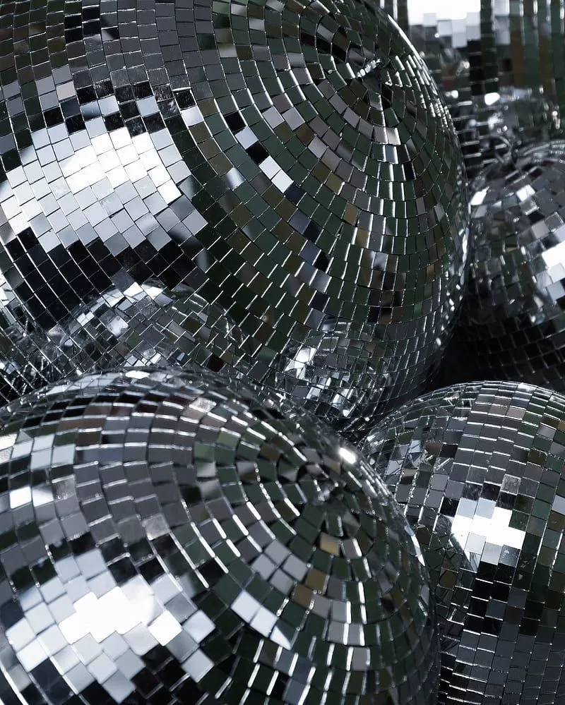 Disco balls, disco, sequins, silver, HD