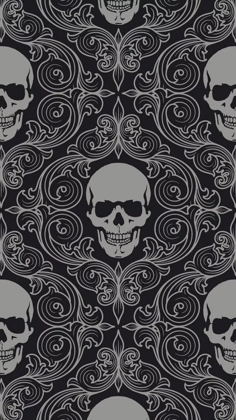 Skull, black, pattern, victorian, HD