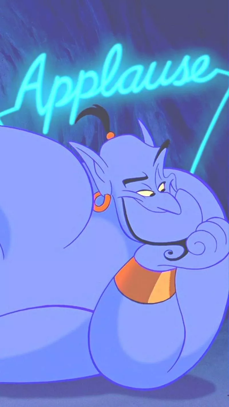 Genie, aladdin, applause, blue, disney