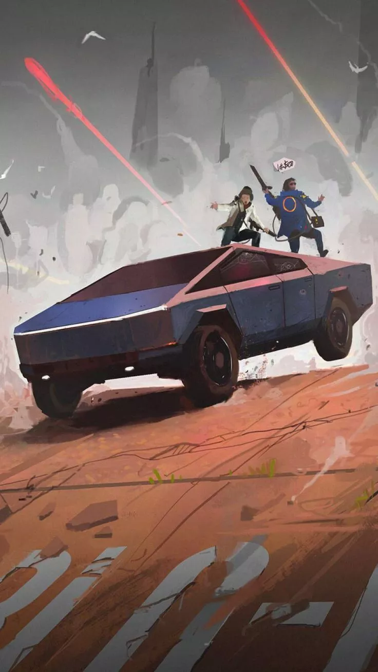 Cybertruck Action iPhone Wallpaper