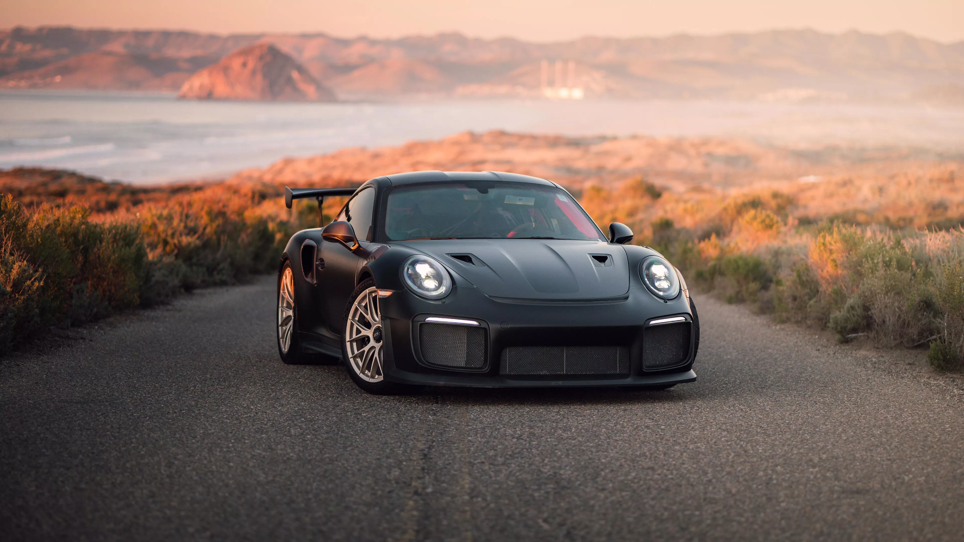 black Porsche 911 GT2 RS Weissach Package Car 4K HD Cars Wallpaper