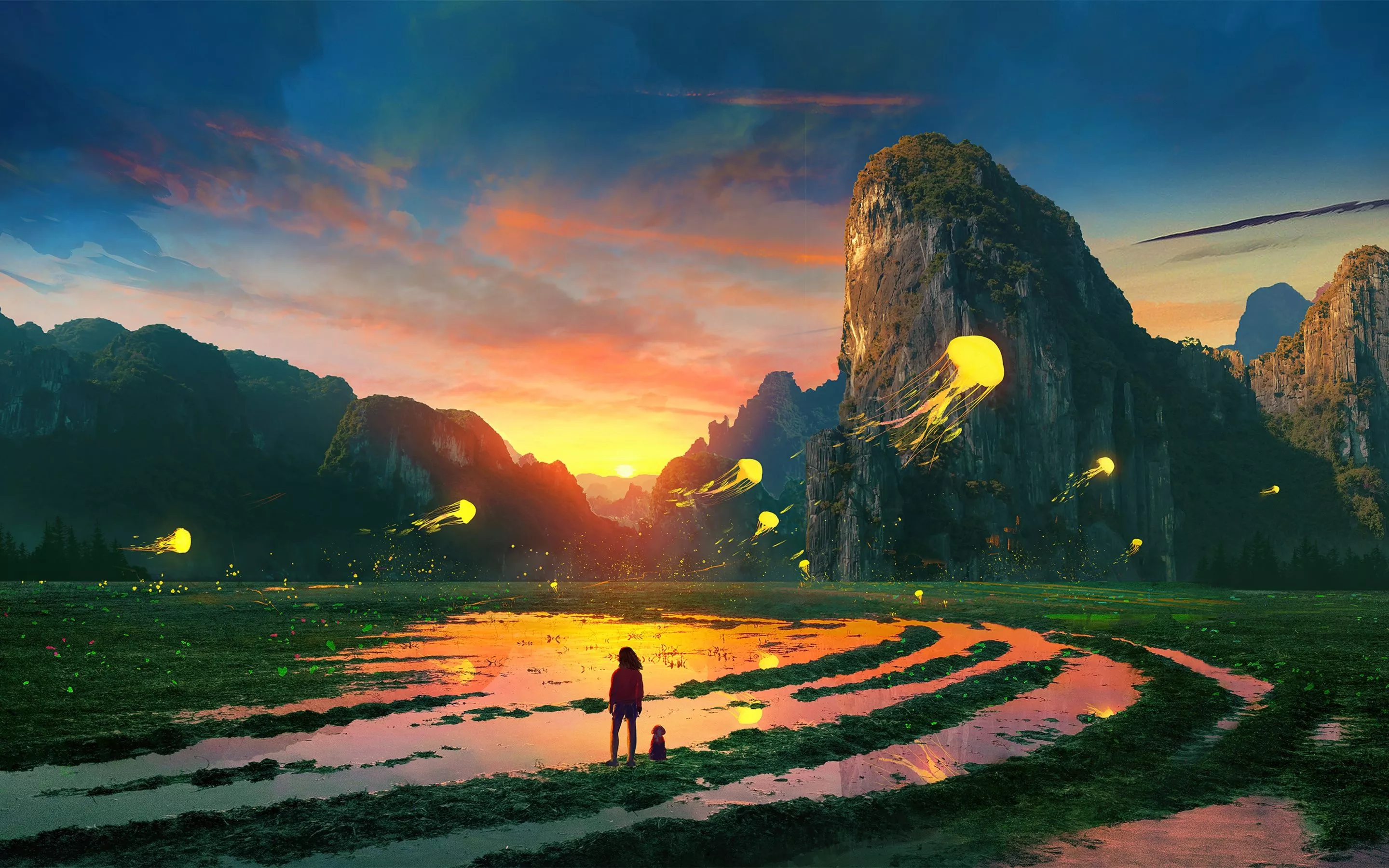 Golden hour Wallpaper 4K, Dream girl