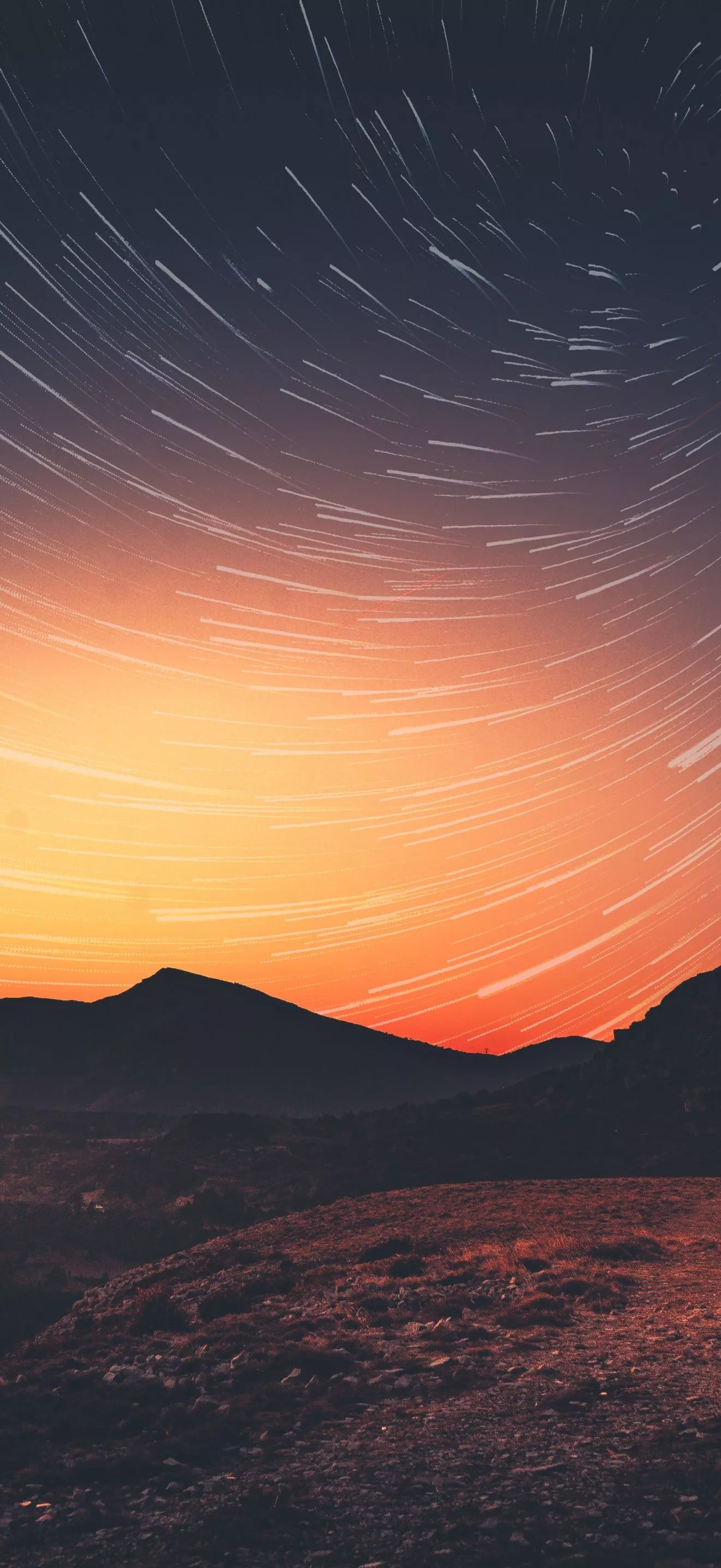 Sunset Wallpaper 4K, Star trail, Dawn