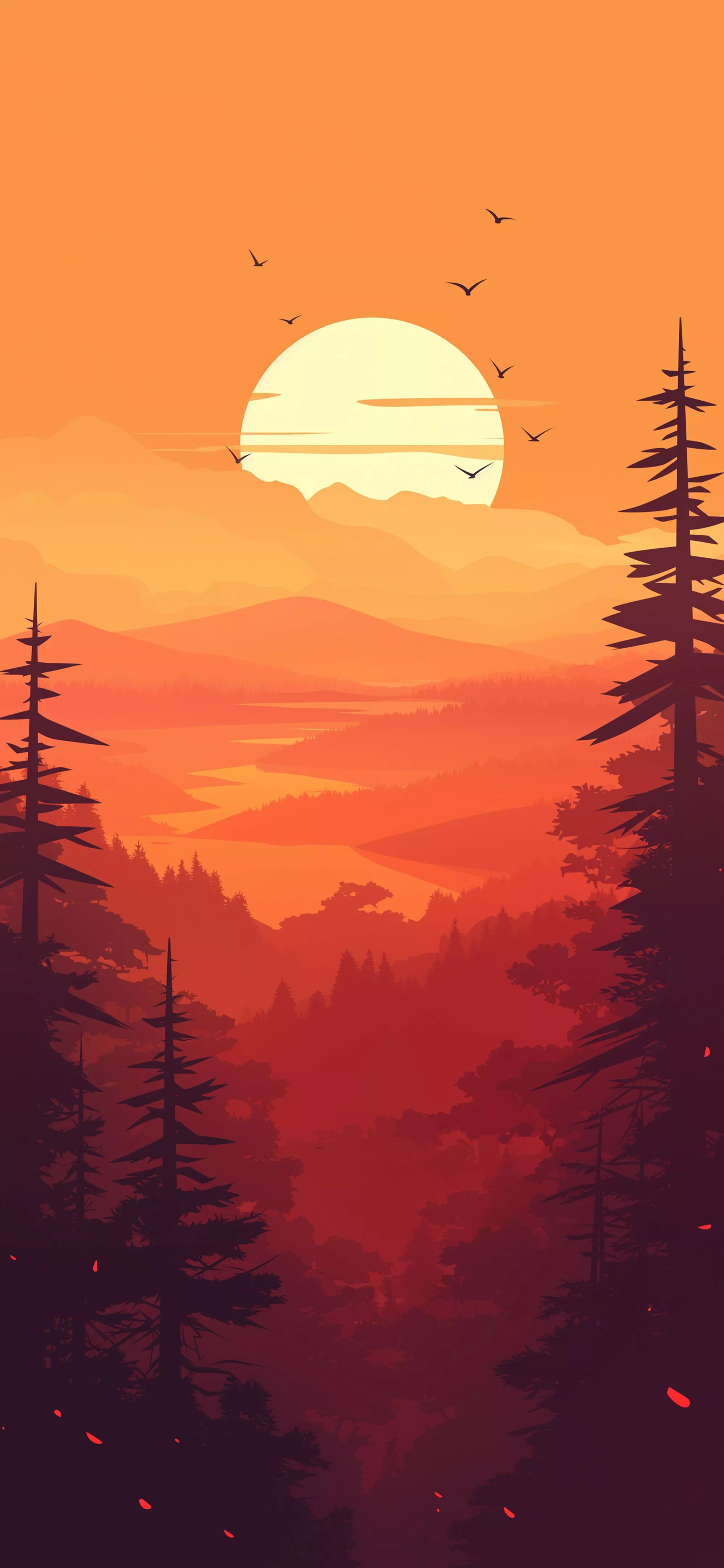 Minimalist Sunset Forest Orange