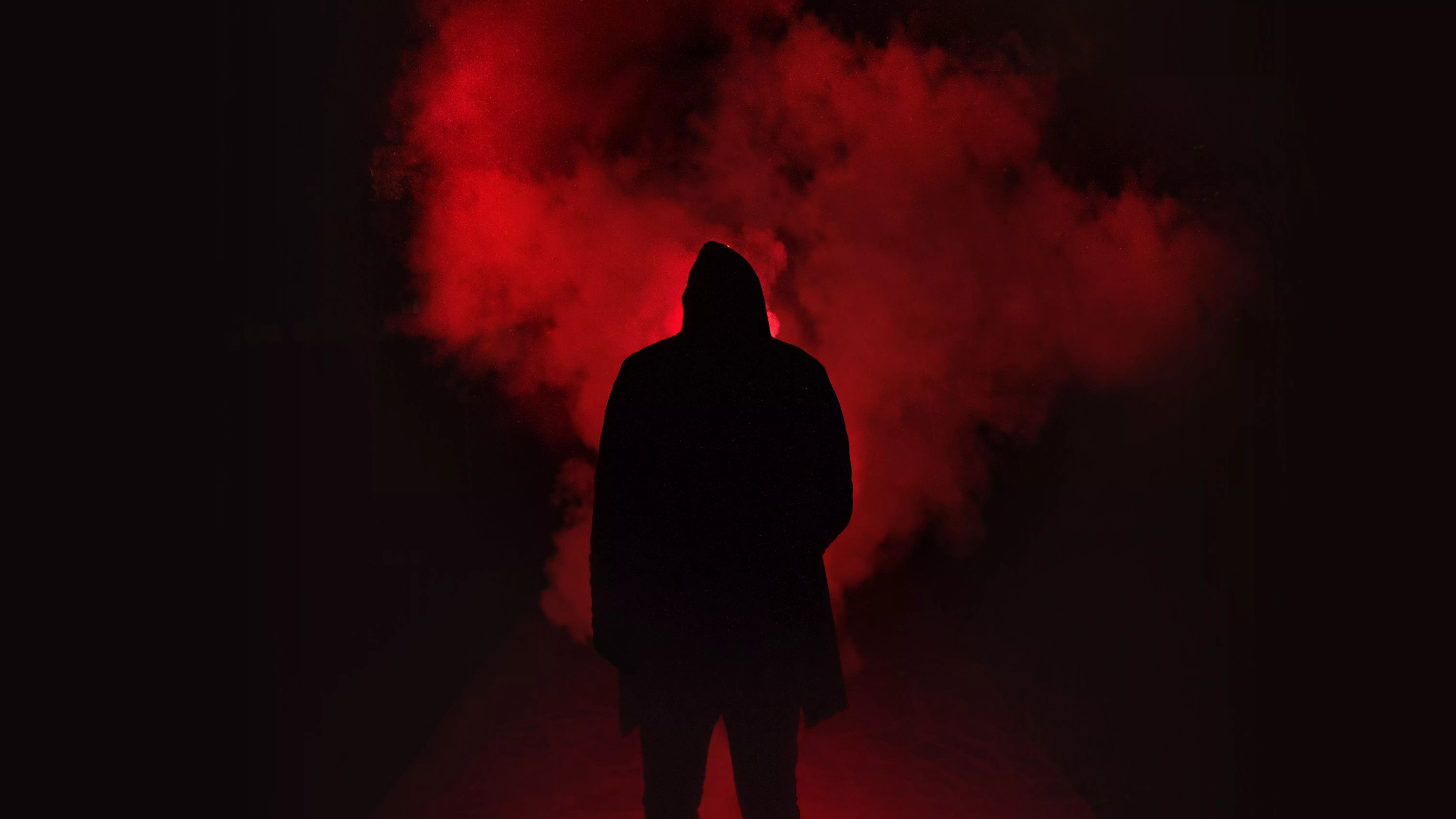 Person Silhouette Wallpaper 4K, Red