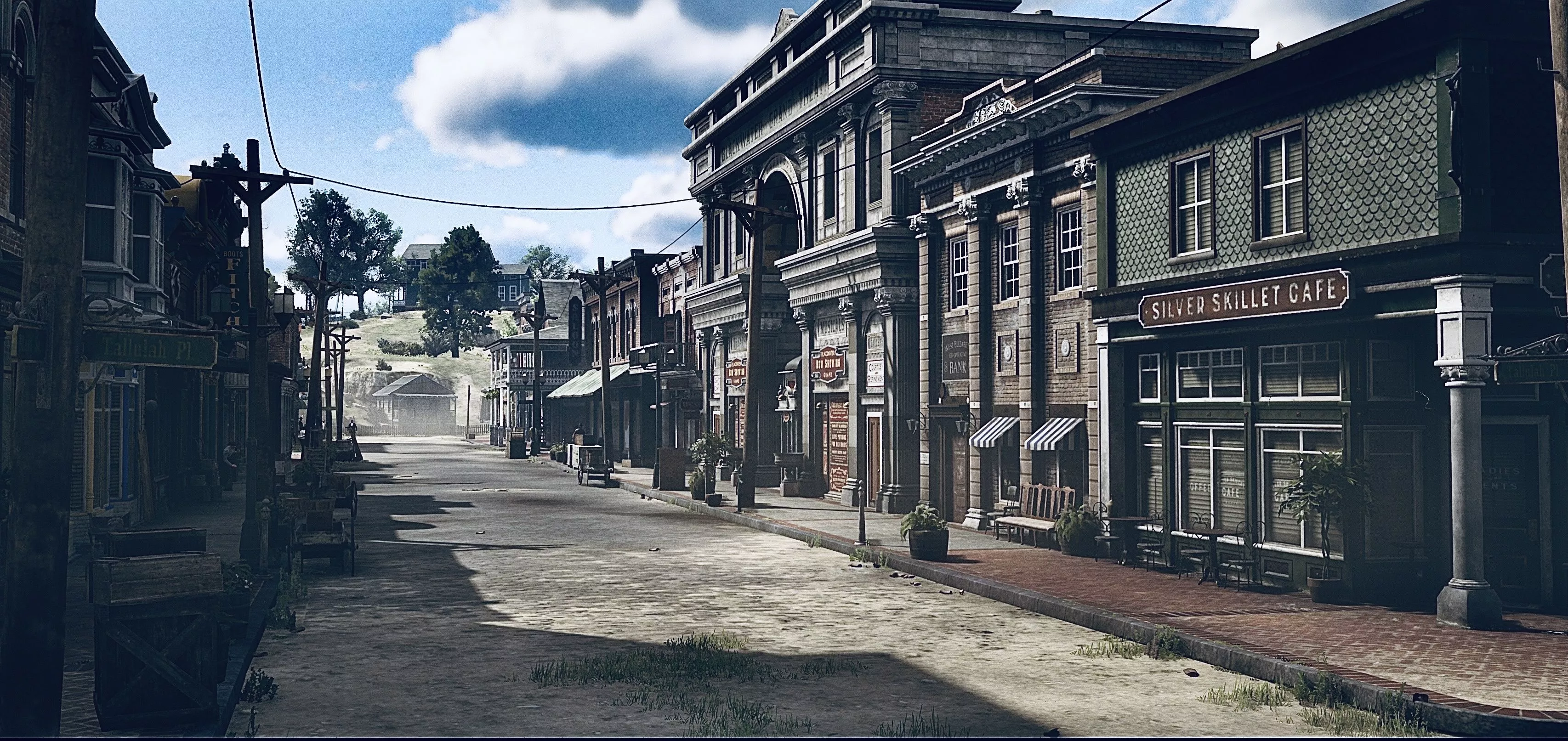 Wallpaper HDR, House, Clouds, Sky, Street, Building, UHD, Blackwater for mobile and desktop, section игры, resolution 3412x1613