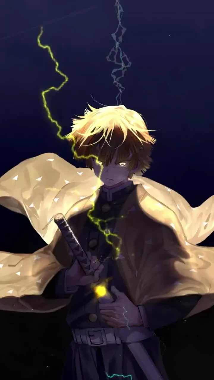 Zenitsu With Lightning Behind Mobile