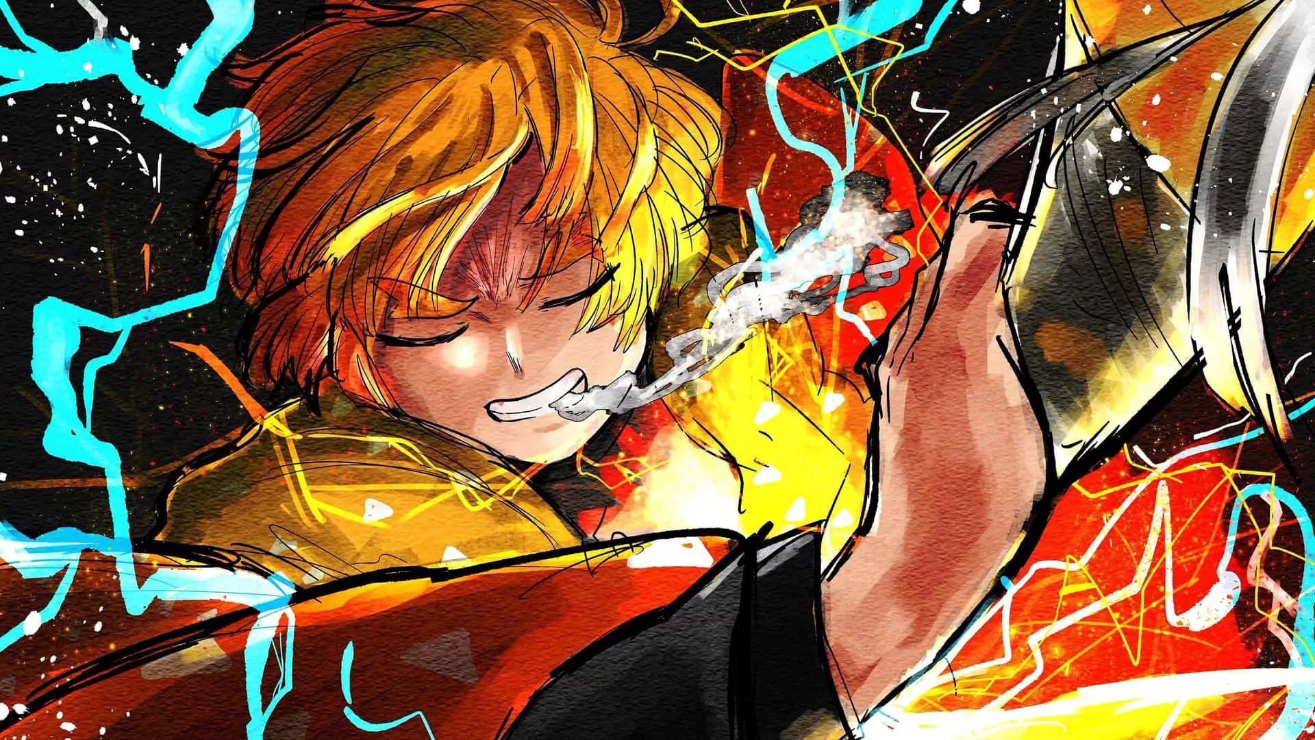 Download Zenitsu Agatsuma from Demon Slayer in 4k resolution Wallpaper