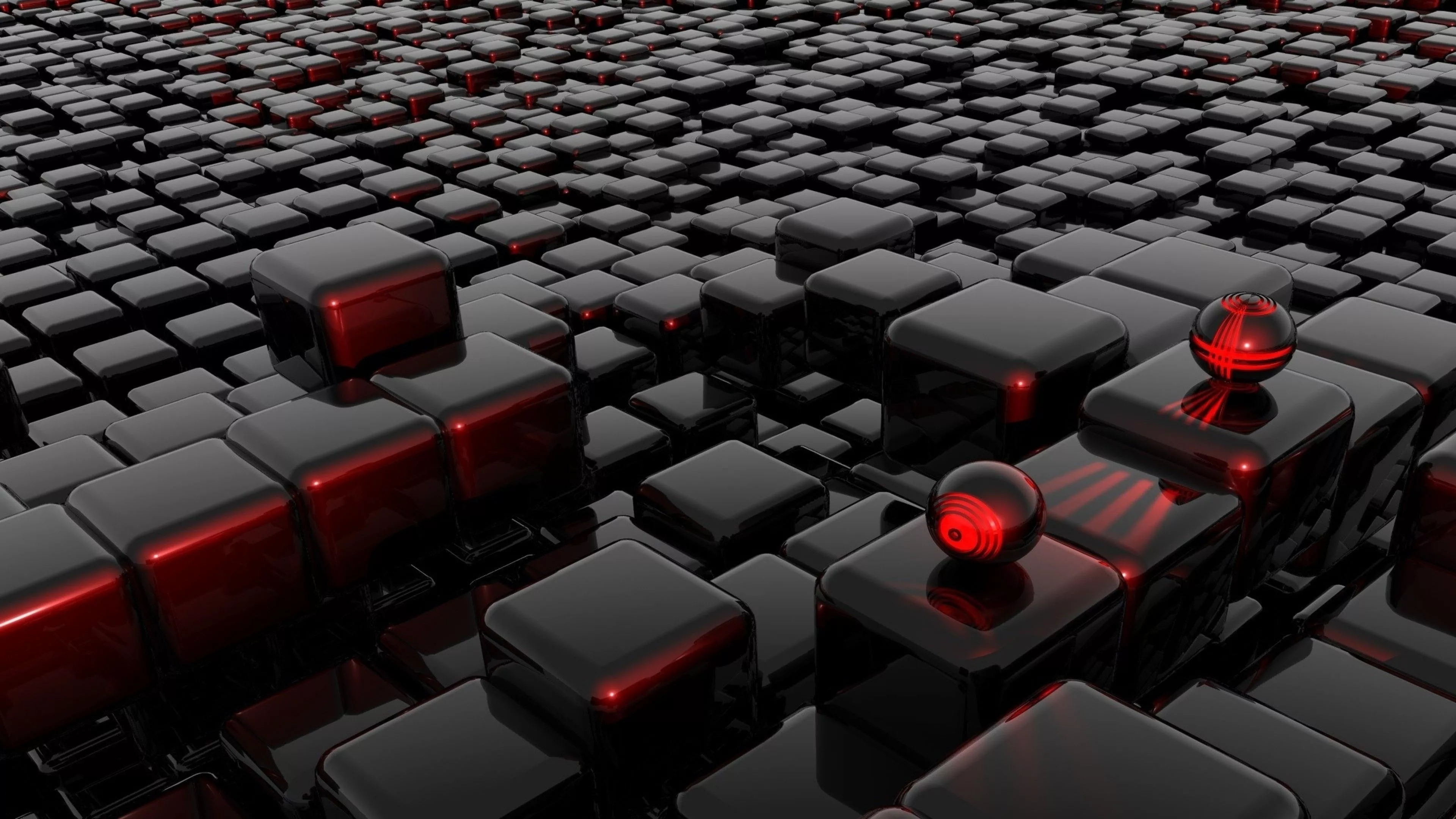 3D Black Cubes 4K HD Abstract