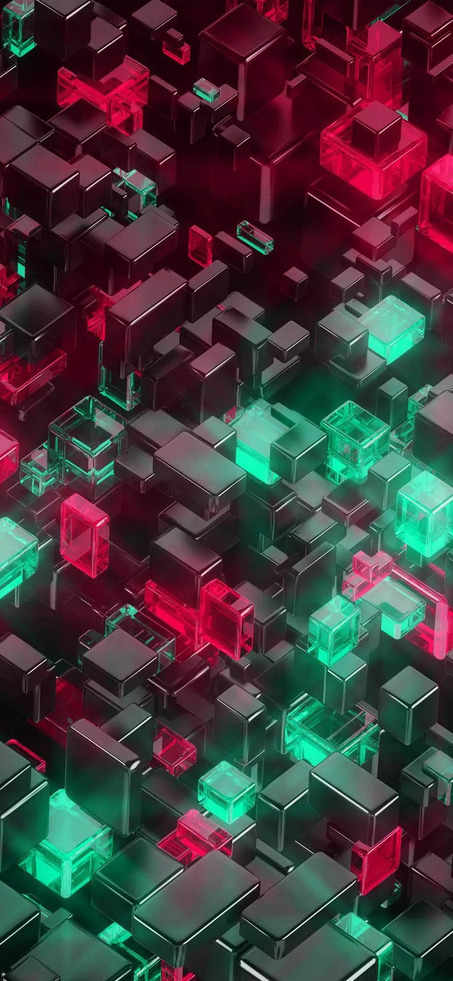 3D iPhone Red And Green Cubes Wallpaper