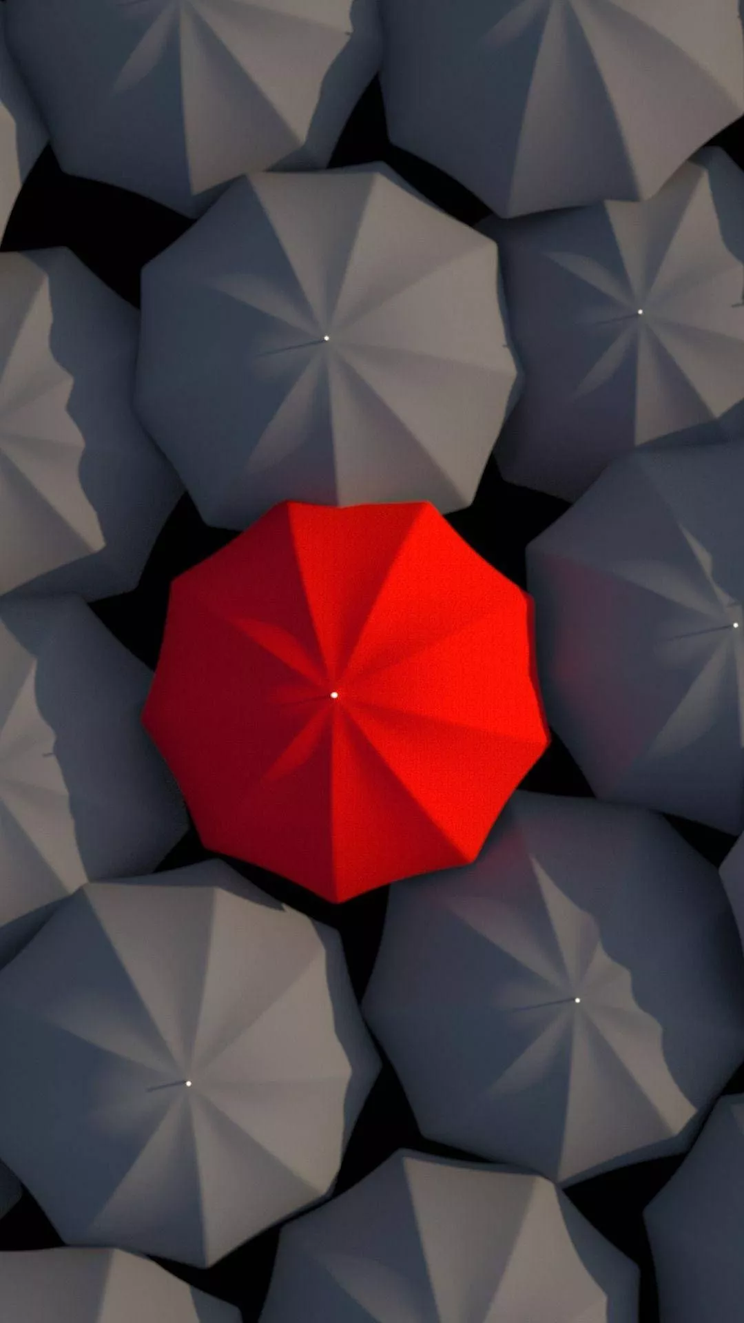 3D iPhone Black And Red Umbrellas
