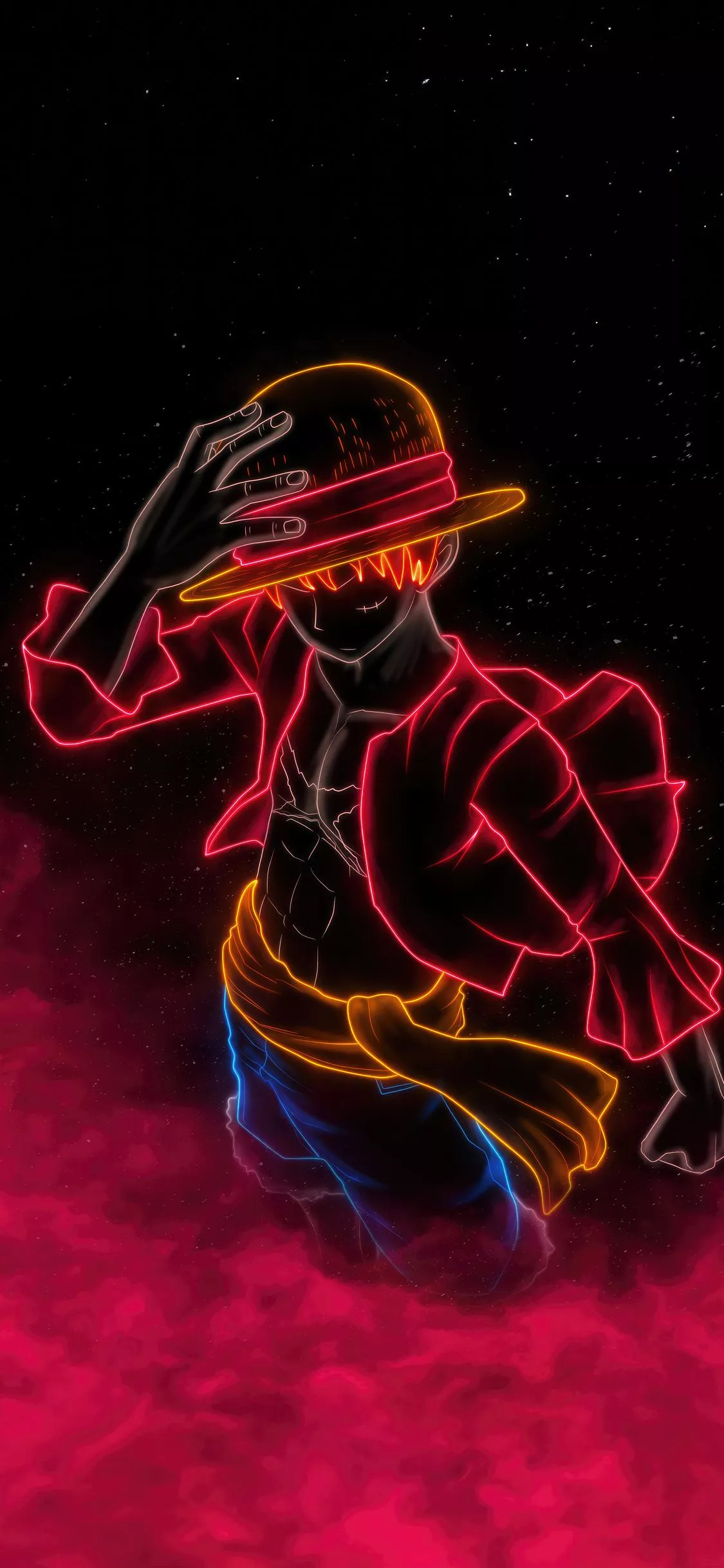 Monkey D Luffy Neon 5k iPhone XS, iPhone