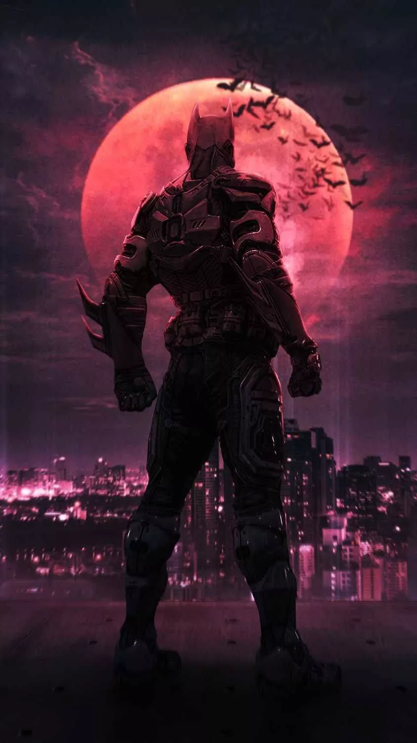 Red Moon Behind Batman Arkham Knight