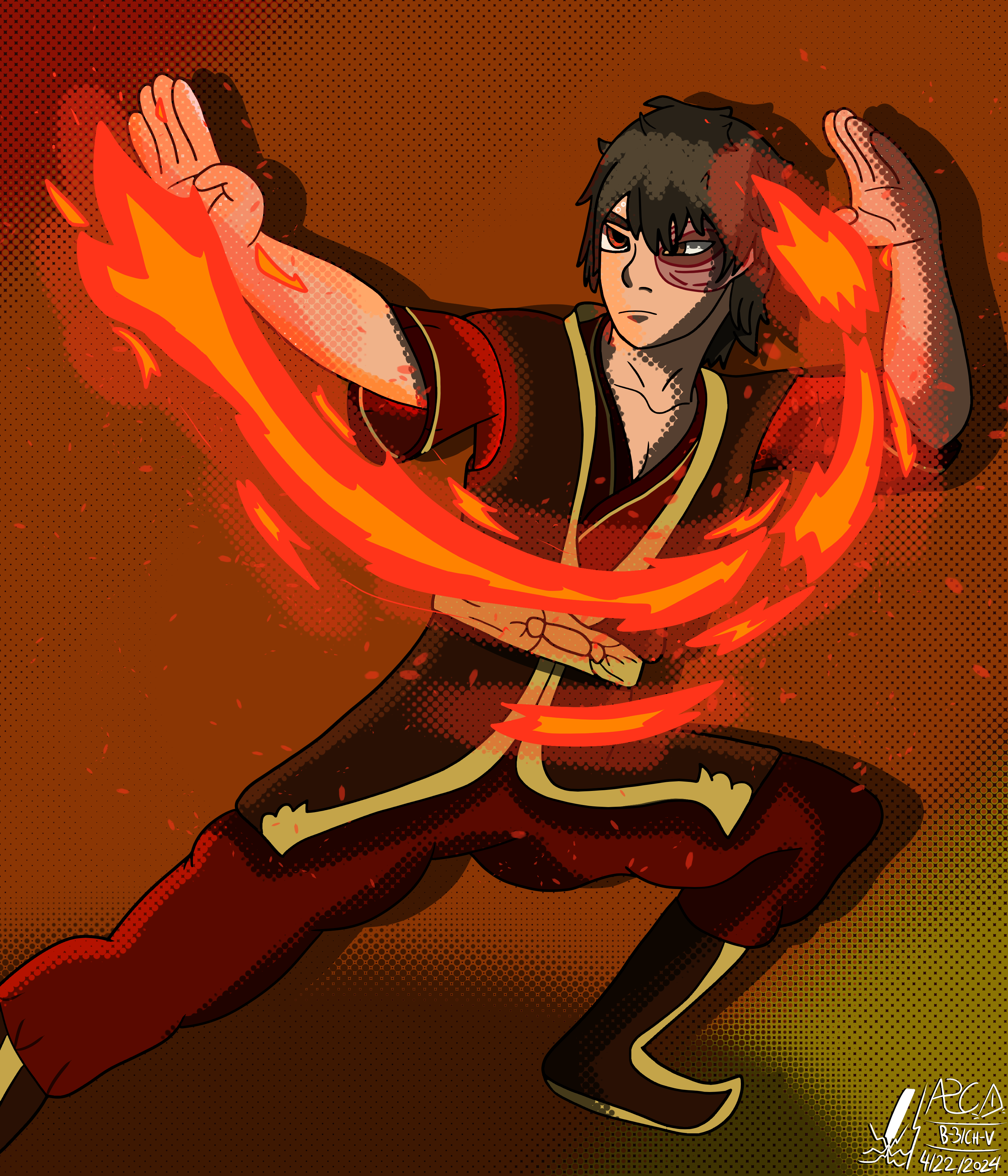 Prince Zuko Root Spiral art style Semi