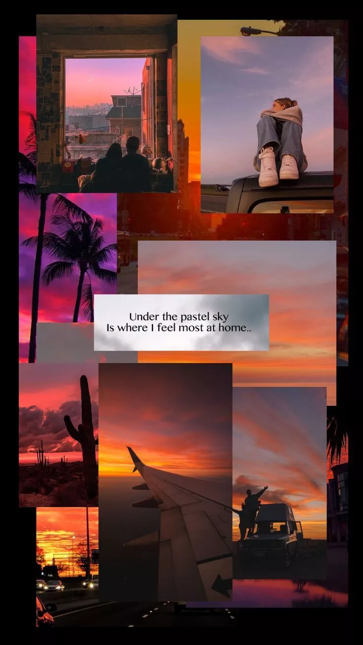 sunset aesthetic collage wallpaper