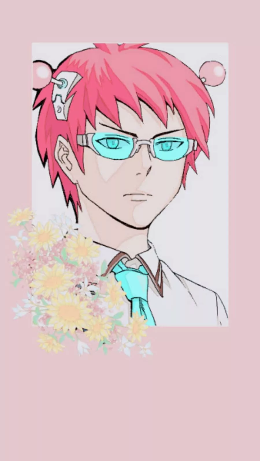 Saiki K Floral Pink Wallpaper