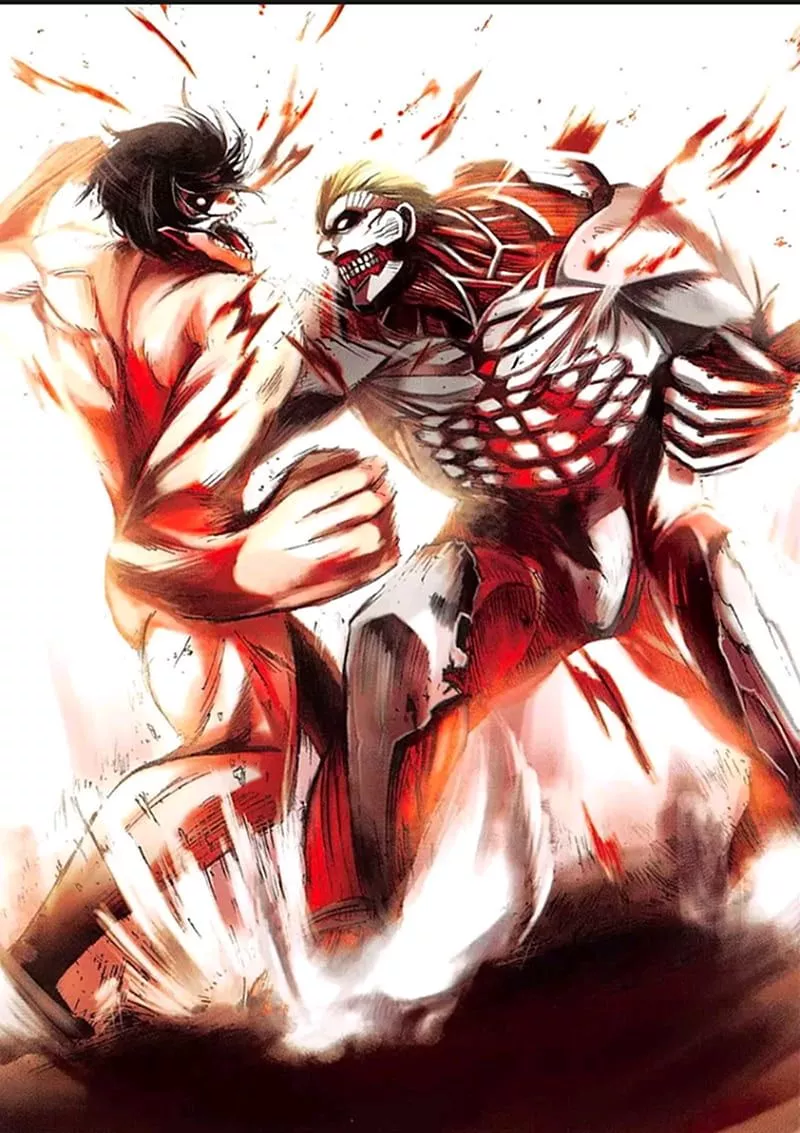 Eren vs Reiner, anime, armored titan