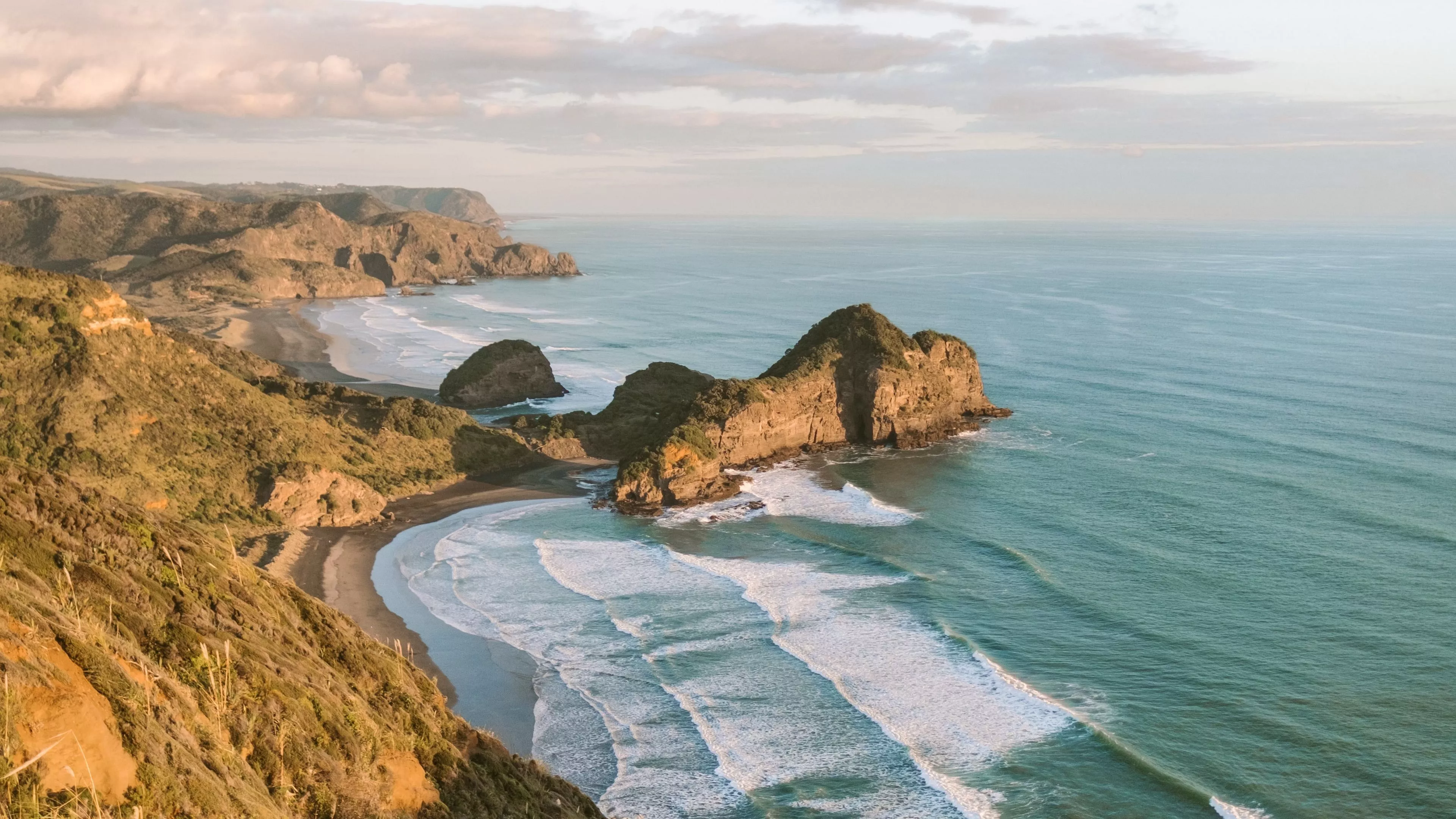 Coast Sea Rocks Mountains Waves 4K HD