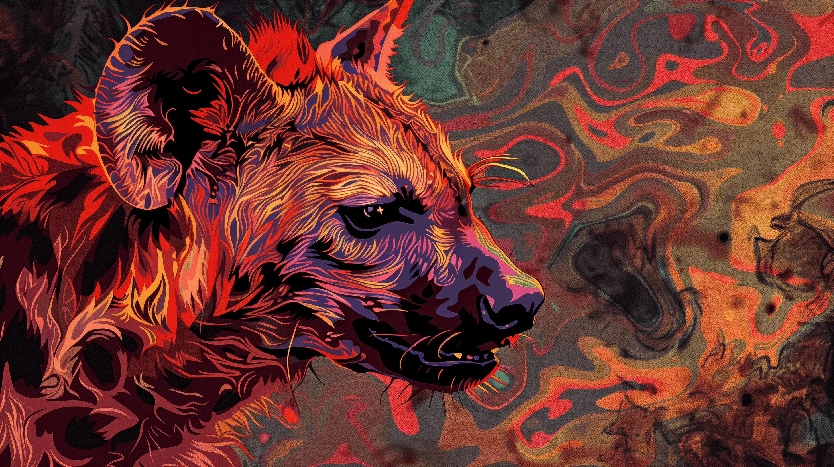 Vibrant Hyena Art HD Wallpaper