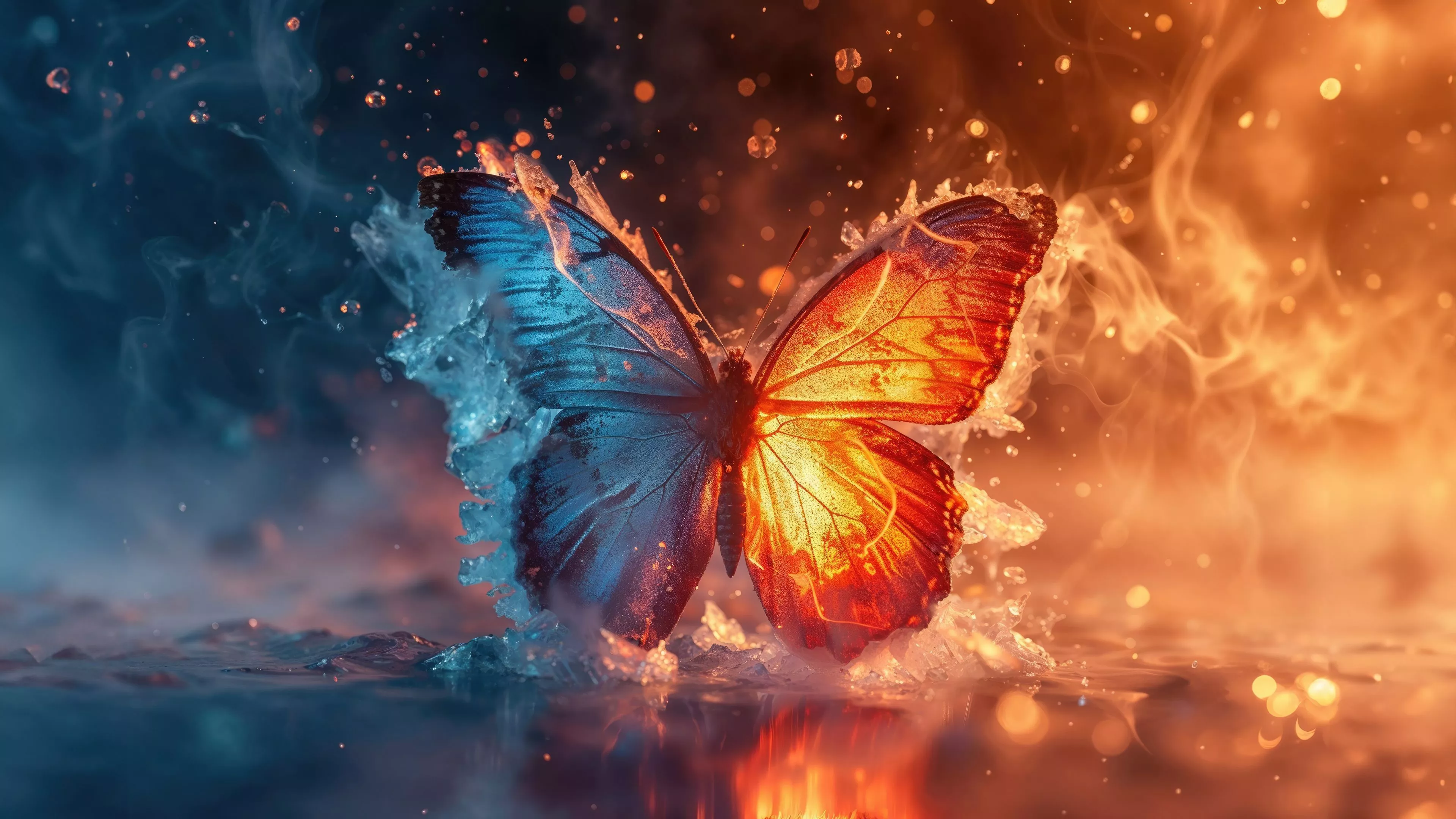 Butterfly Fire And Ice 4k Wallpaper, HD