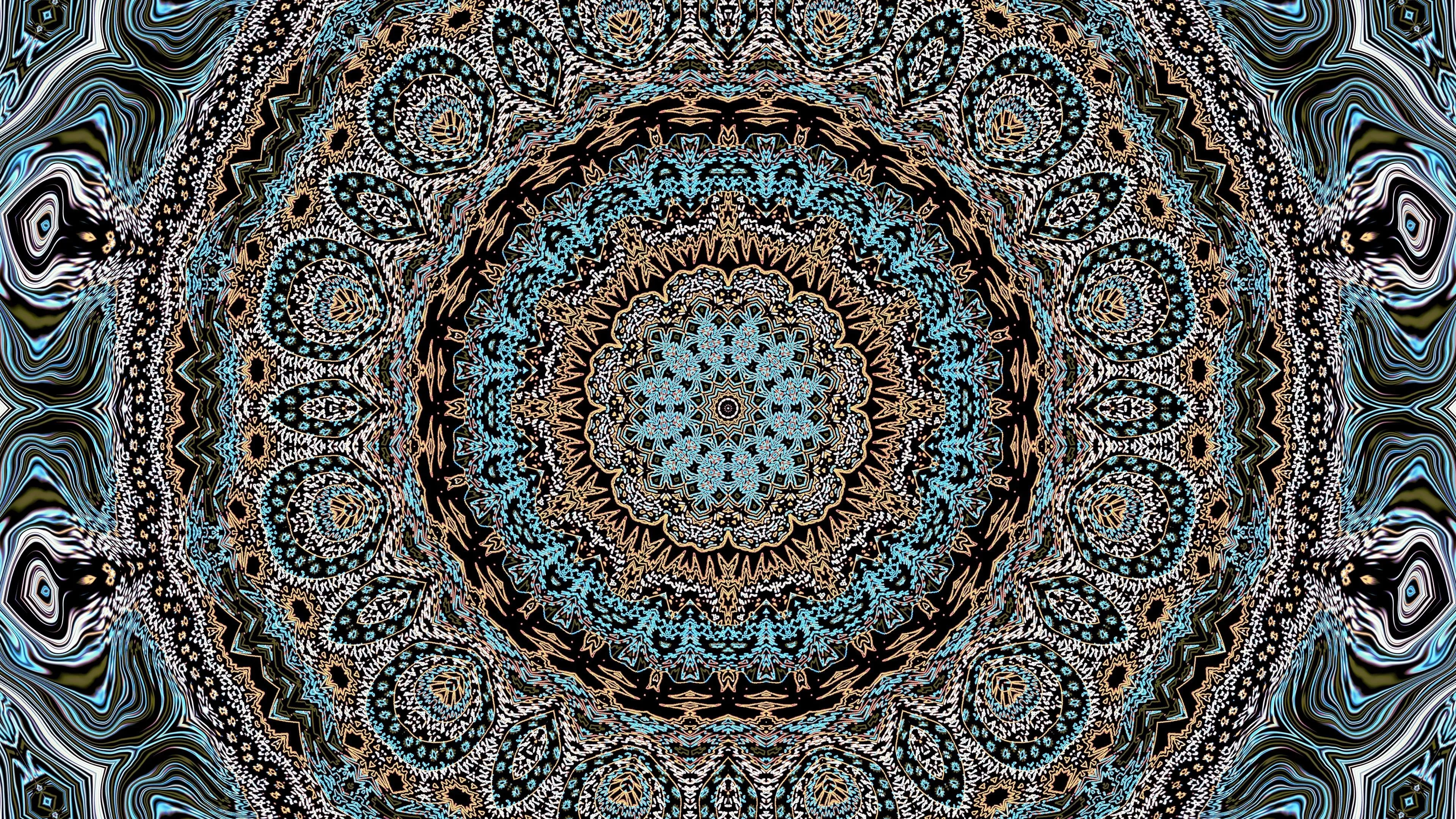 Yellow Blue Fractal Circle Shapes