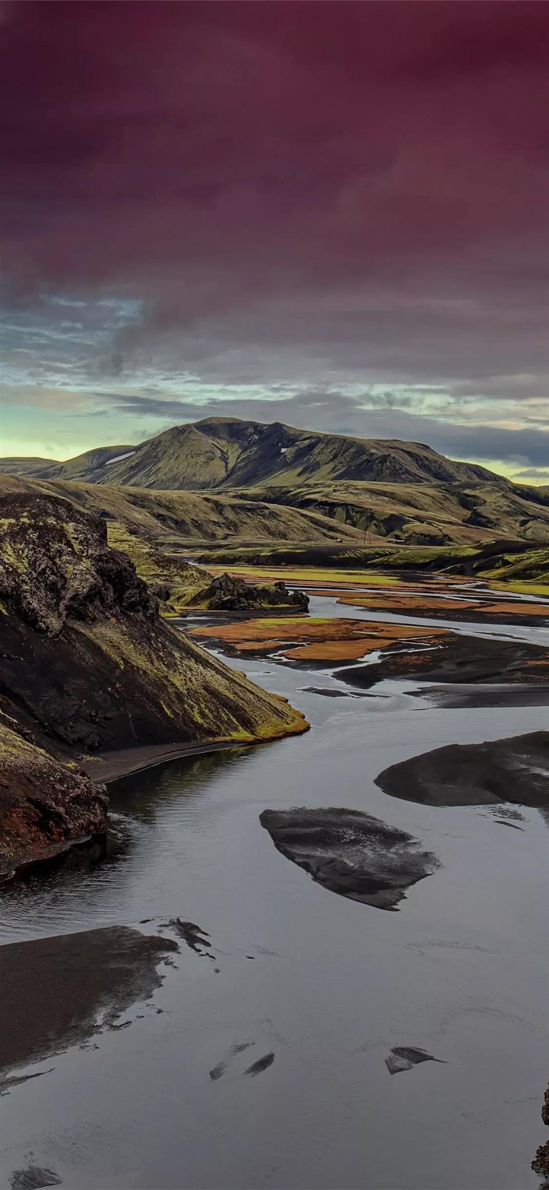 water stream beside mountains 8k iPhone