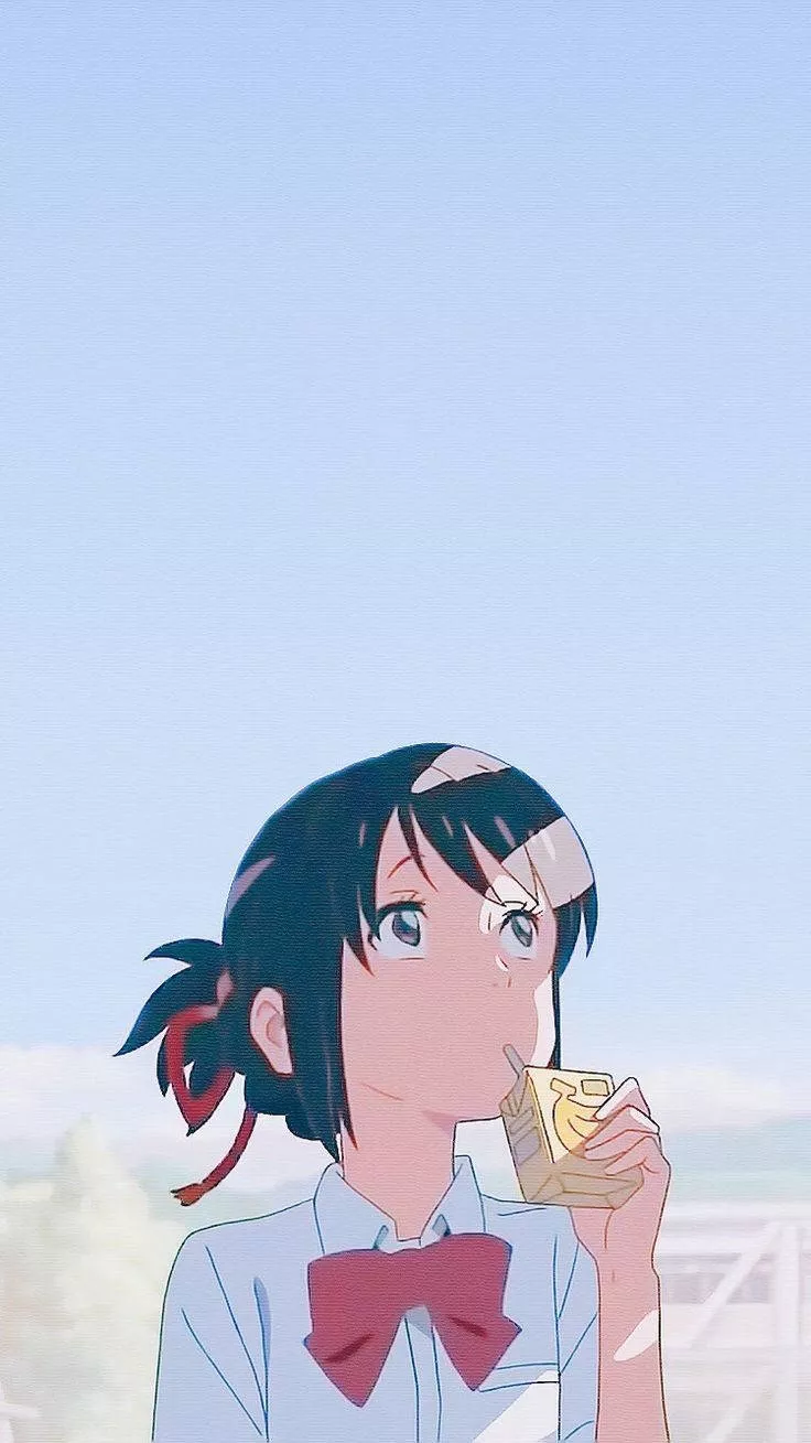 Aesthetic Anime Mitsuha Looking Up