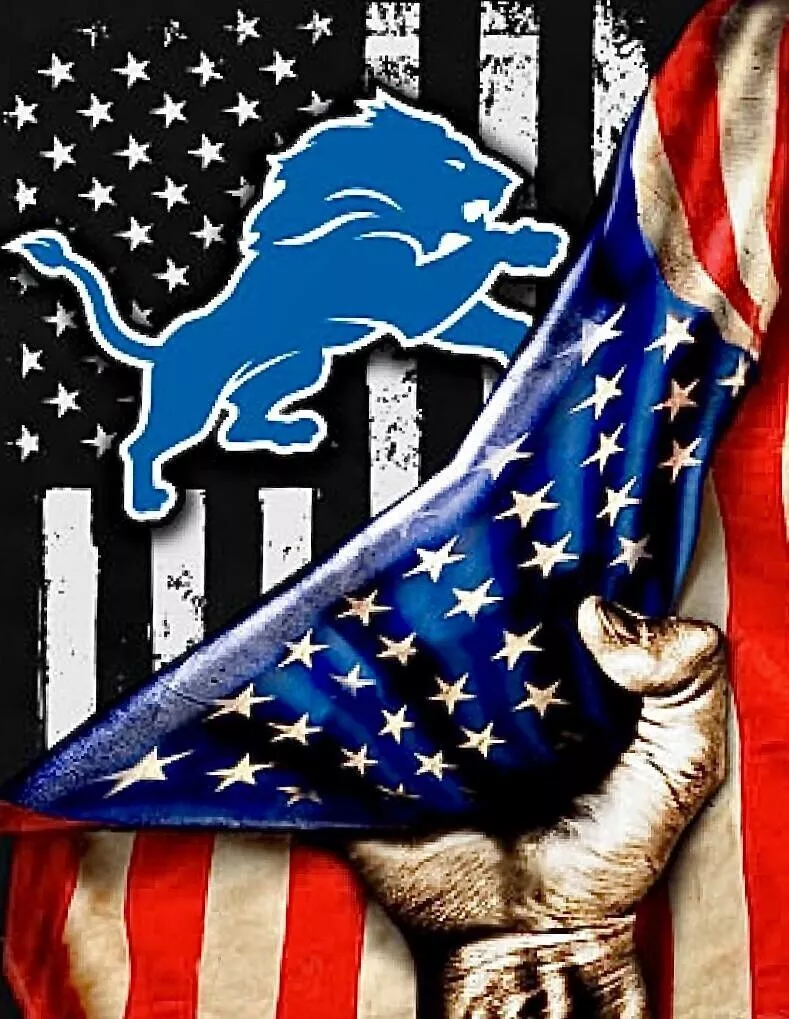 Detroit Lions US Flag Waterproof Vinyl