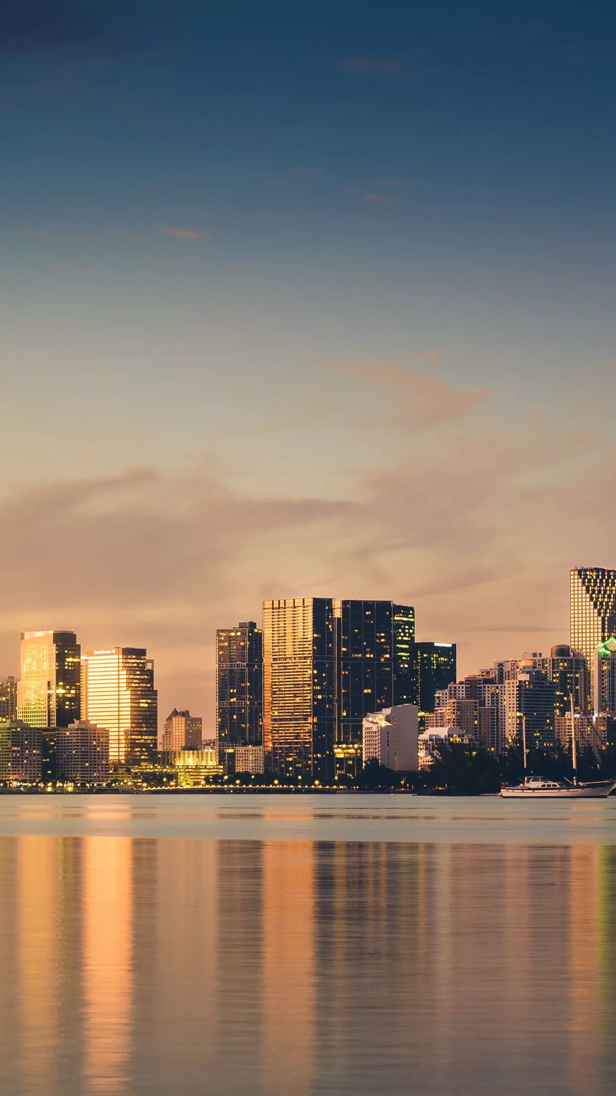 Miami Skyline Wallpaper 4K, Sunset