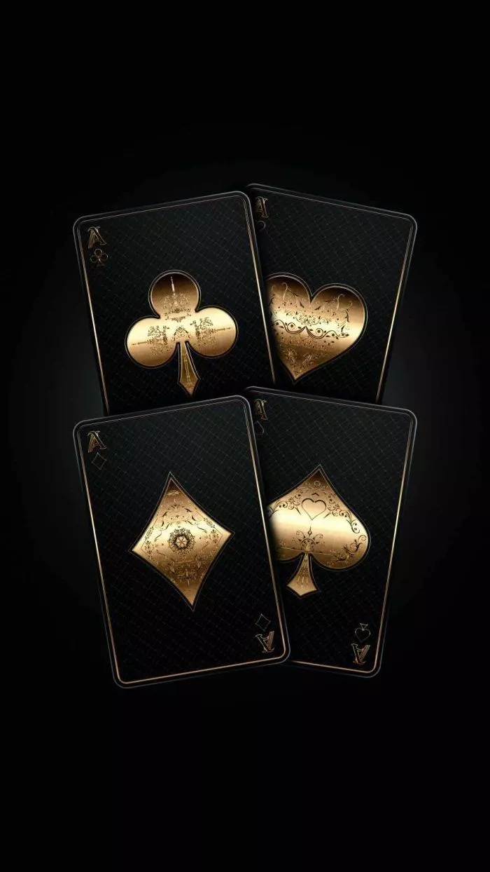 Golden Poker Cards iPhone Wallpaper