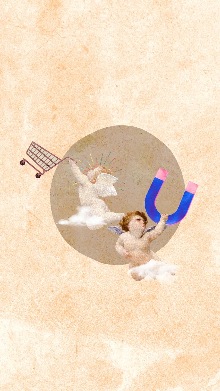 Cupid shopping cart phone wallpaper
