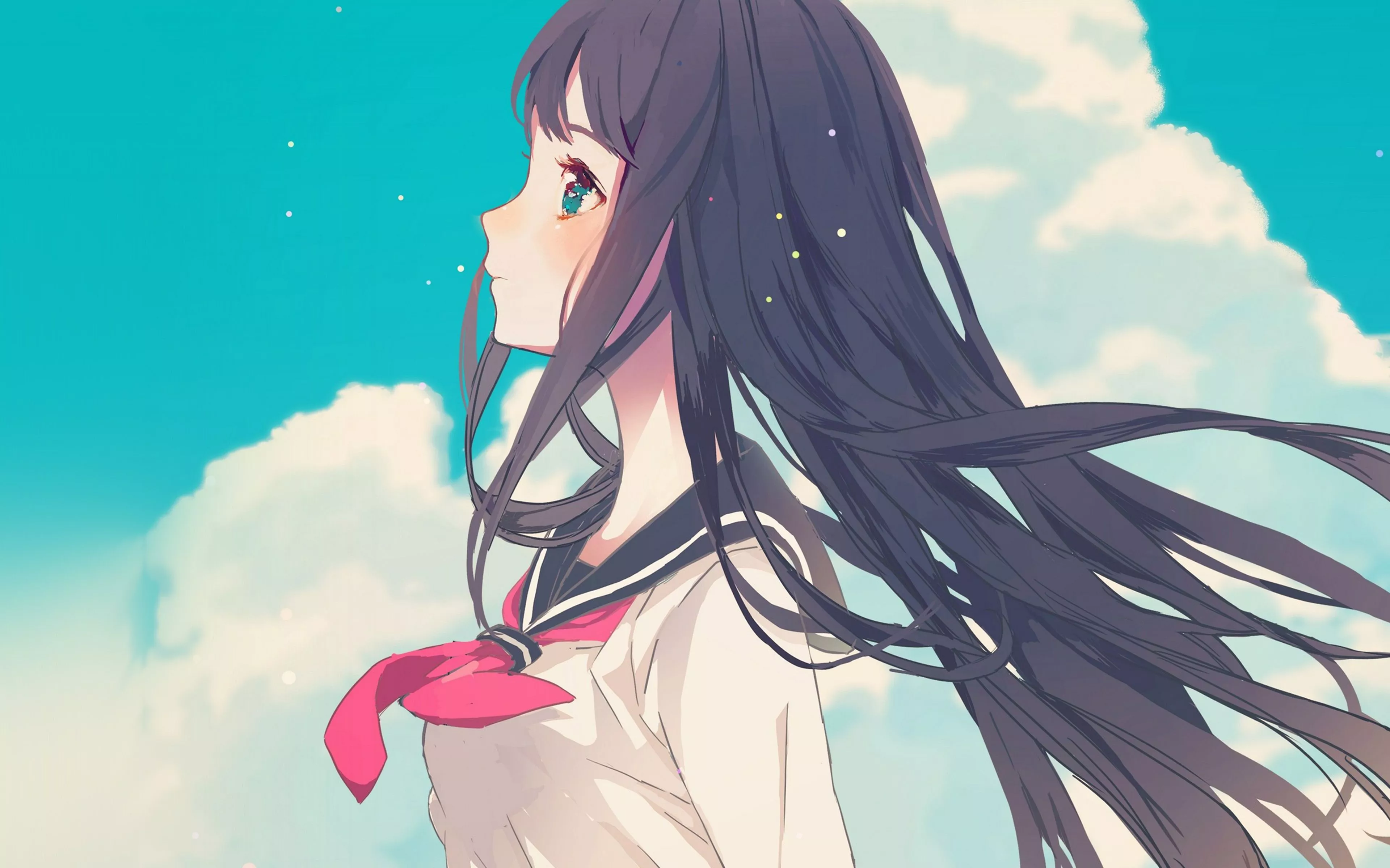 Cute Girl Illustration Anime Sky