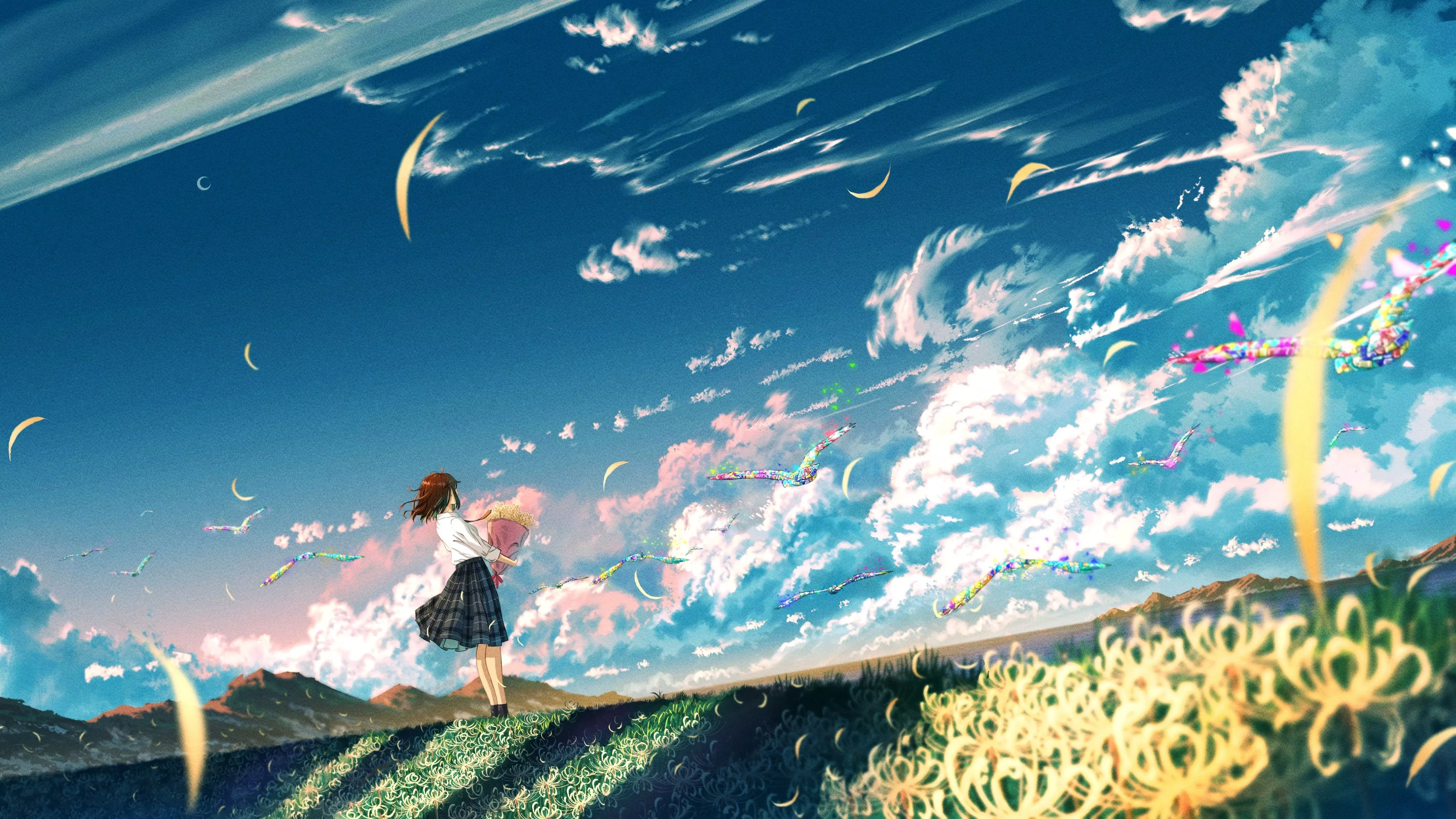 Anime girl Wallpaper 4K, Landscape