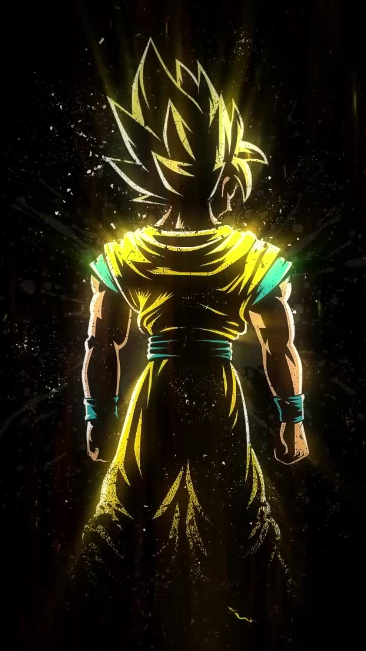 Black Background With Goku (DRAGON BALL Z) Mobile Live Wallpaper