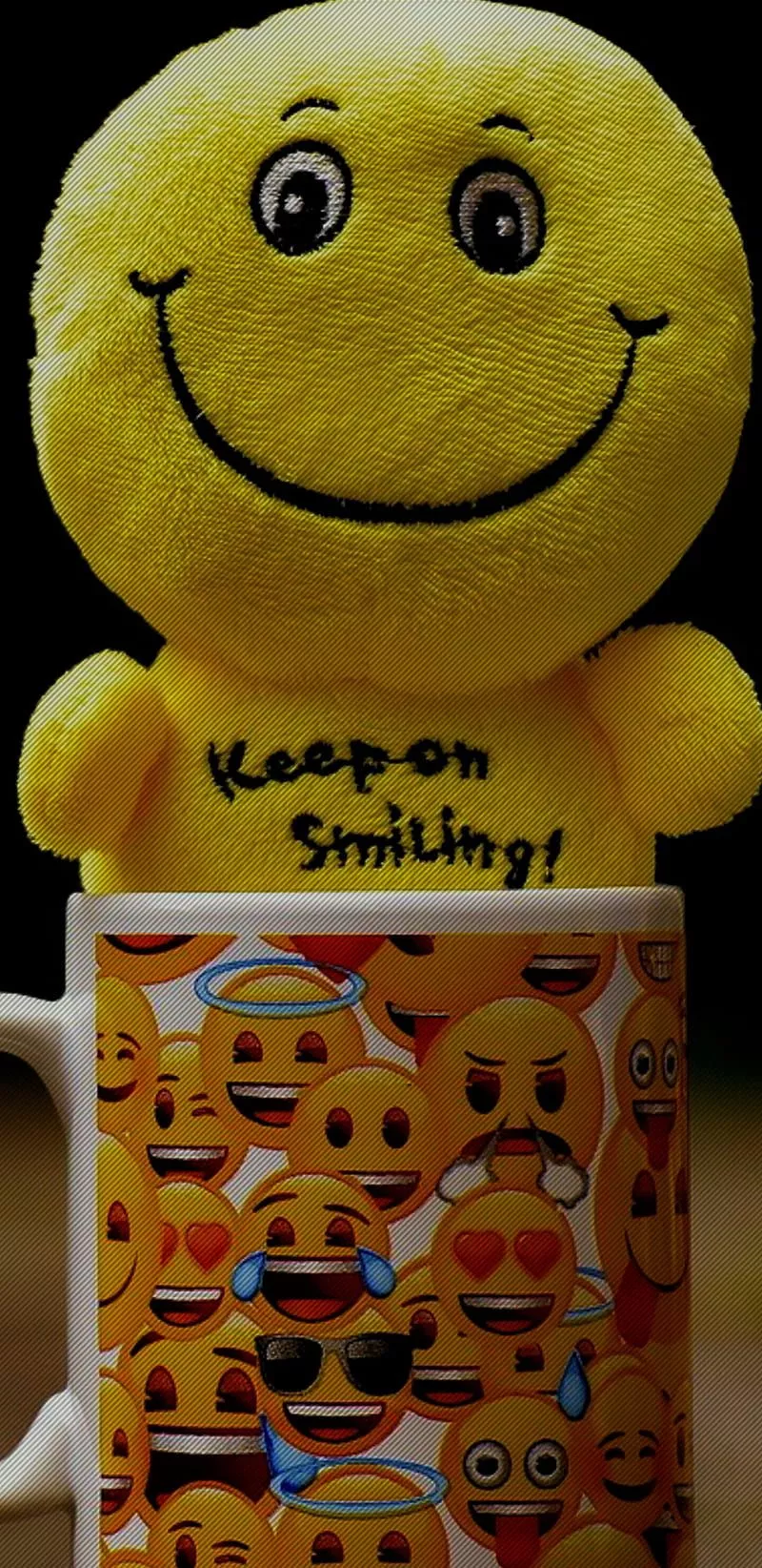 Keep smiling, yellow, emoji, emotions