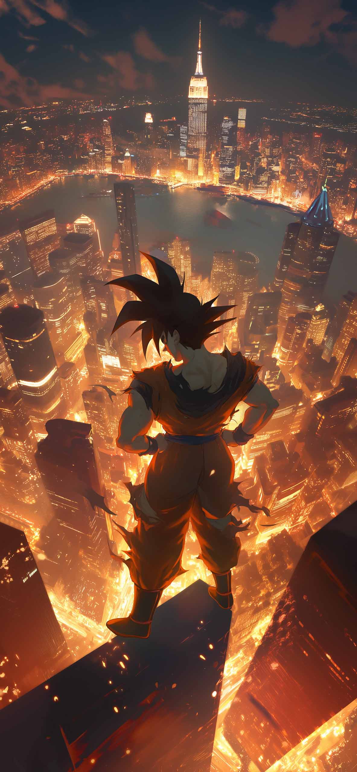 Goku Over City Dragon Ball Z Wallpaper