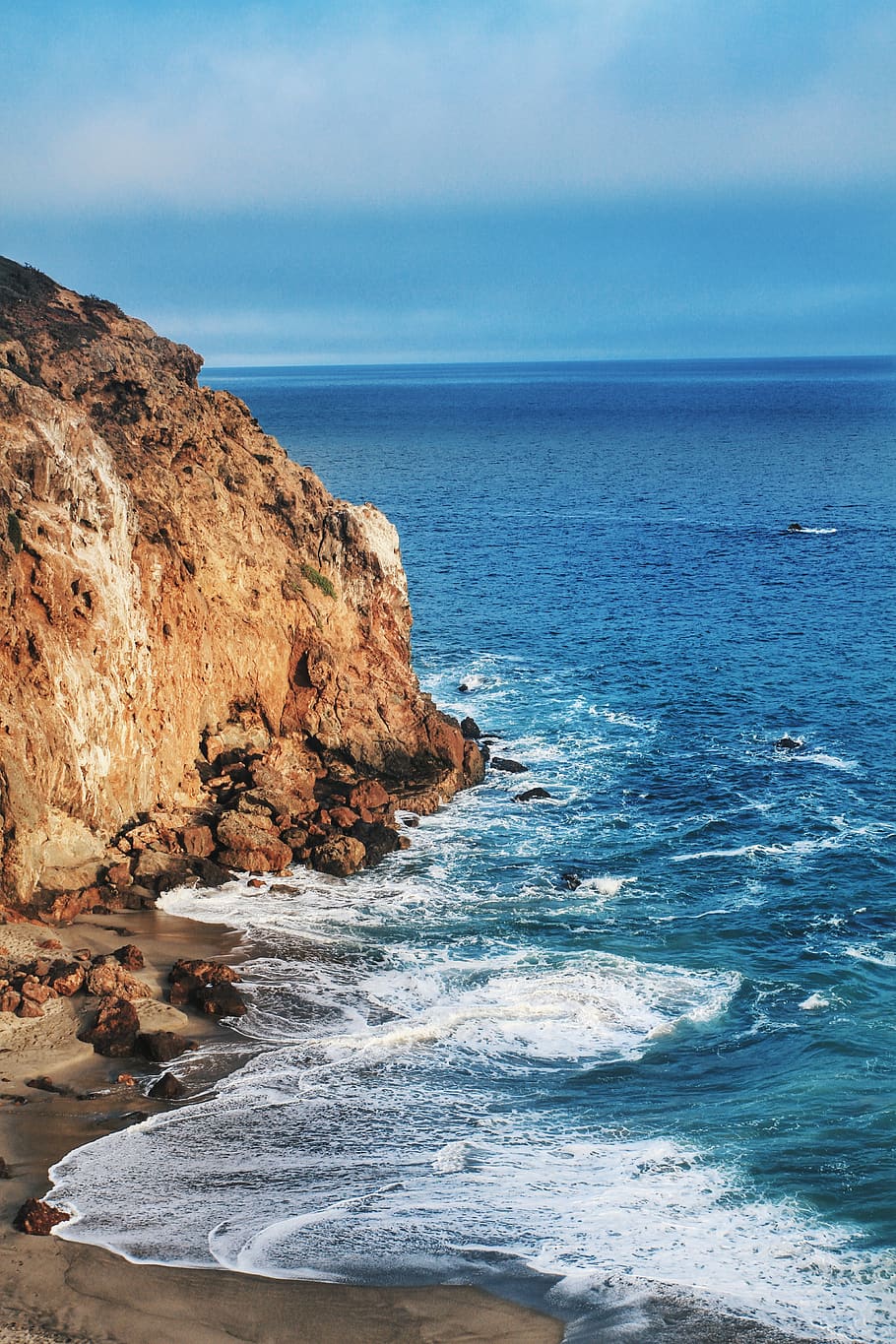 beach, ocean, cliff, california, sea